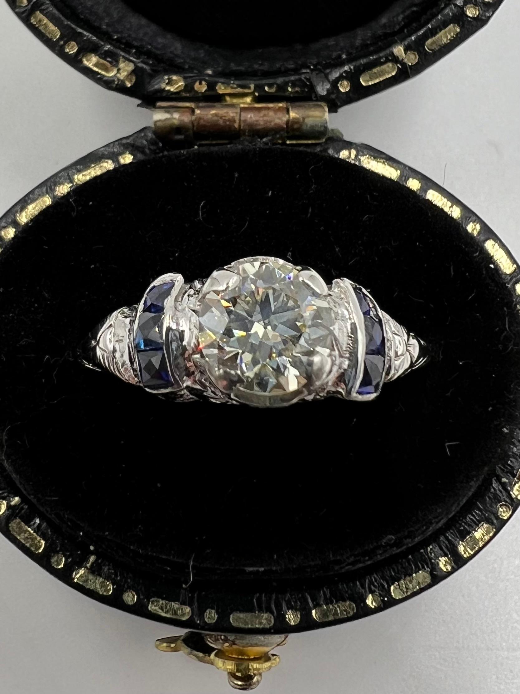 Art Deco 0.63 Carat Old European Diamond White Gold Engagement Ring Circa 1925 For Sale 2