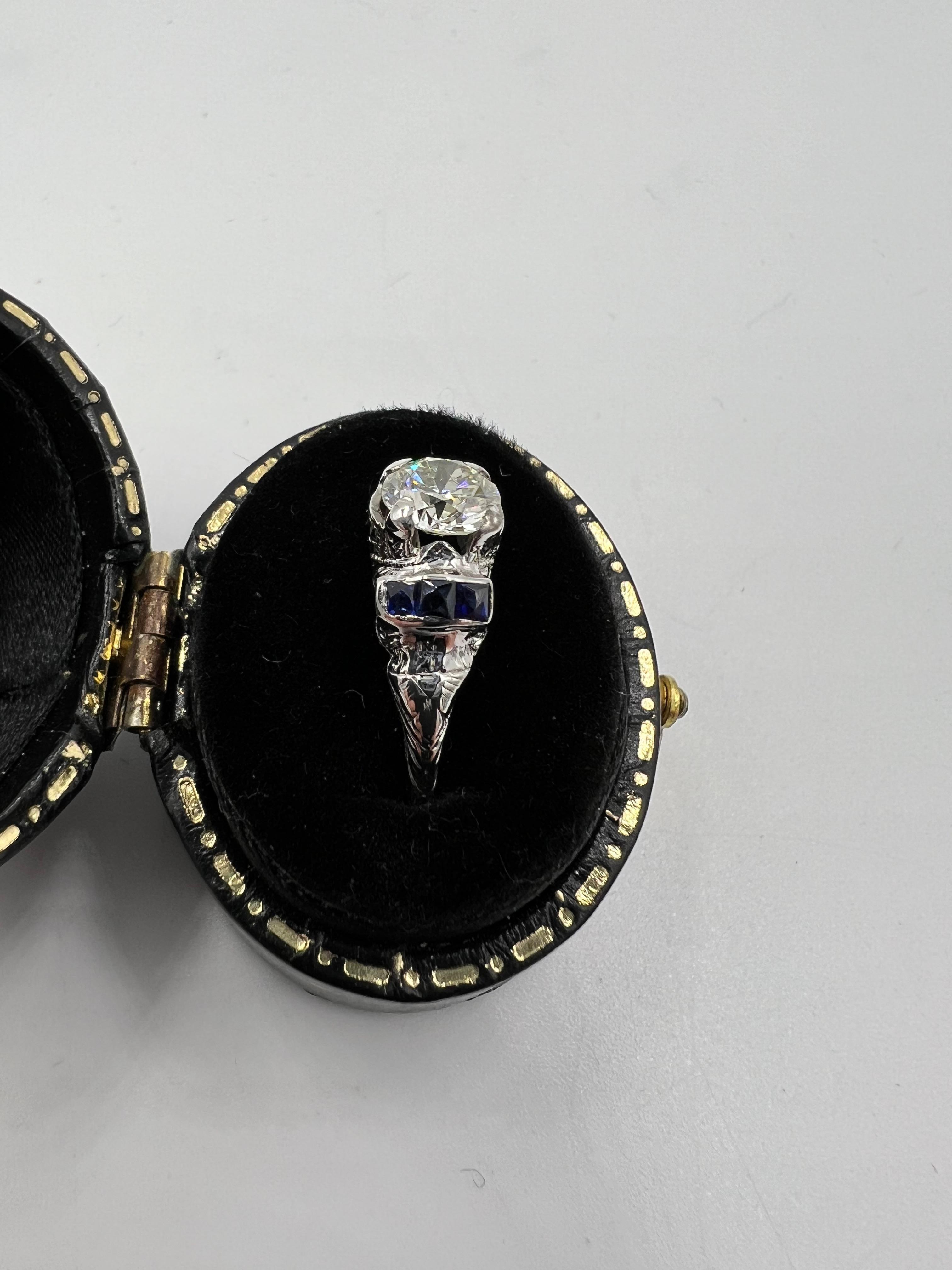 Art Deco 0.63 Carat Old European Diamond White Gold Engagement Ring Circa 1925 For Sale 3