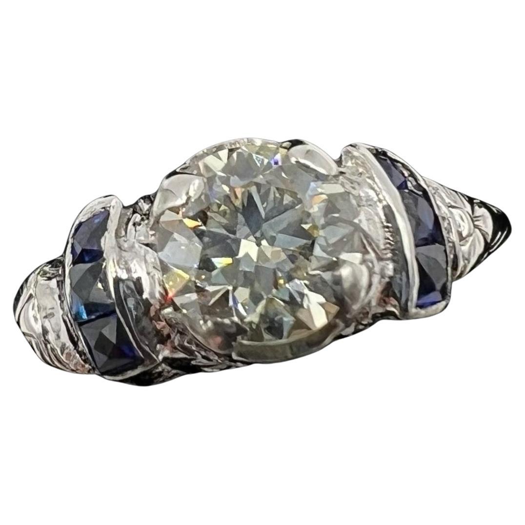 Art Deco 0.63 Carat Old European Diamond White Gold Engagement Ring Circa 1925