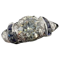 Anillo de compromiso Art Déco de oro blanco con diamantes europeos antiguos de 0,63 quilates Circa 1925