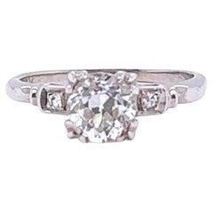 Art Deco 0.90 Carat Diamond 14 Karat White Gold Engagement Ring
