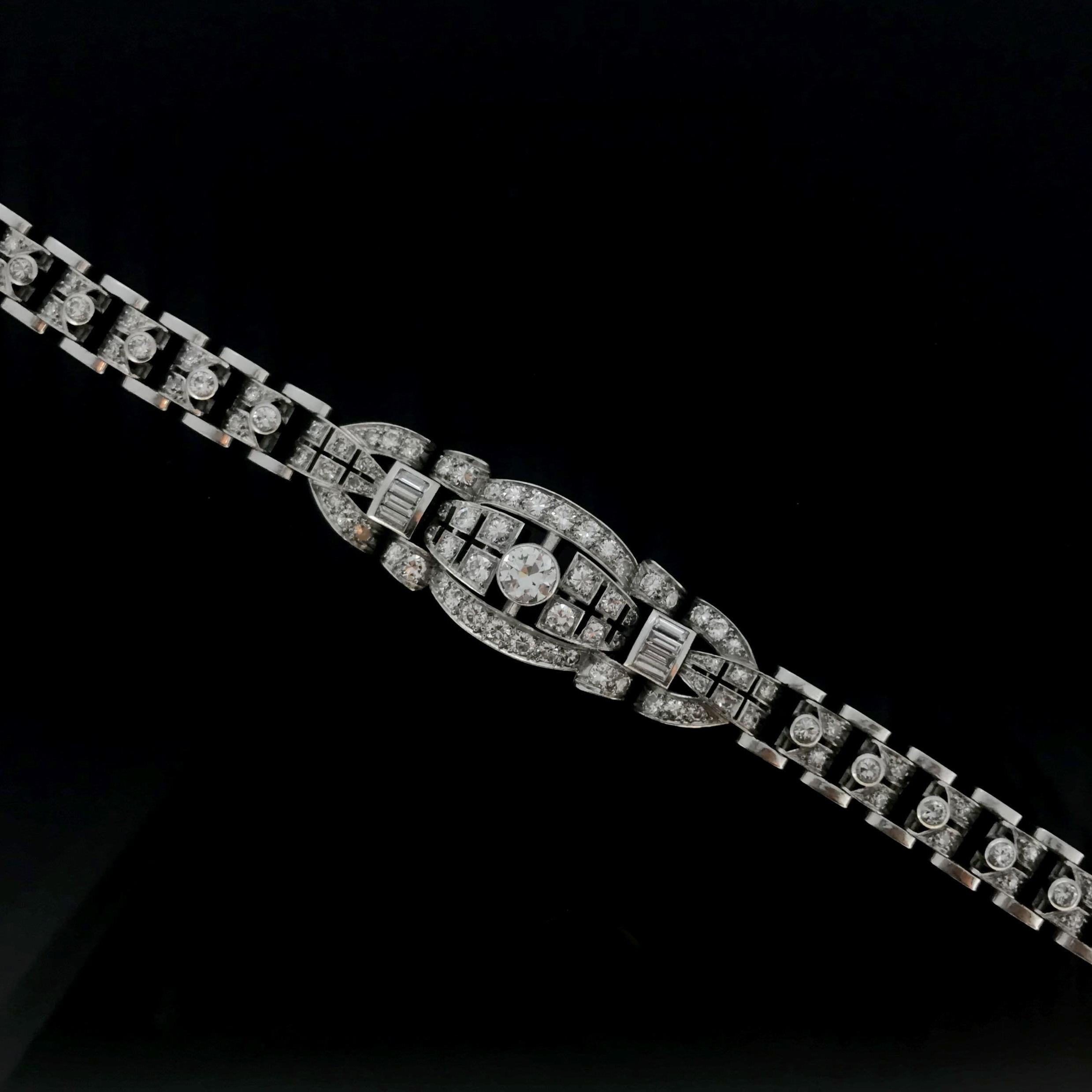 Art Deco Diamond White Gold Platinum Bracelet 2