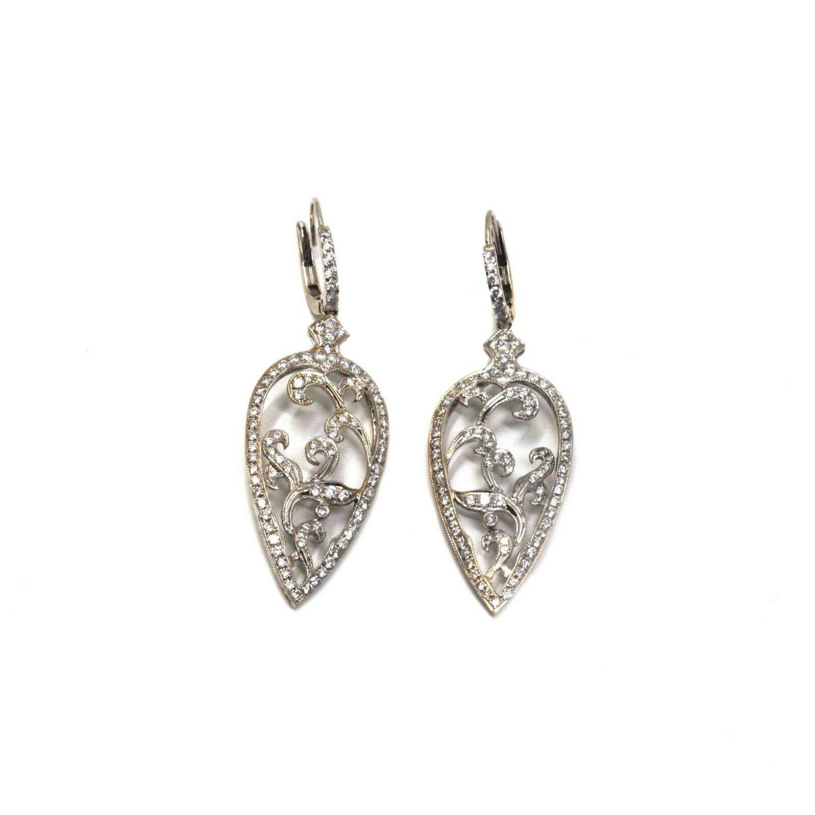 Art Deco Style Diamond White Gold Reverse Pear Shaped Cocktail Earrings In Good Condition For Sale In Miami, FL