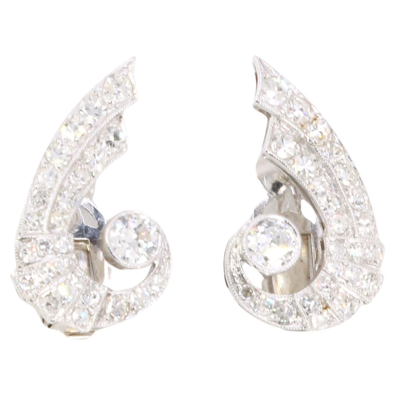 Art Deco Diamant Flügel Ohrringe im Angebot