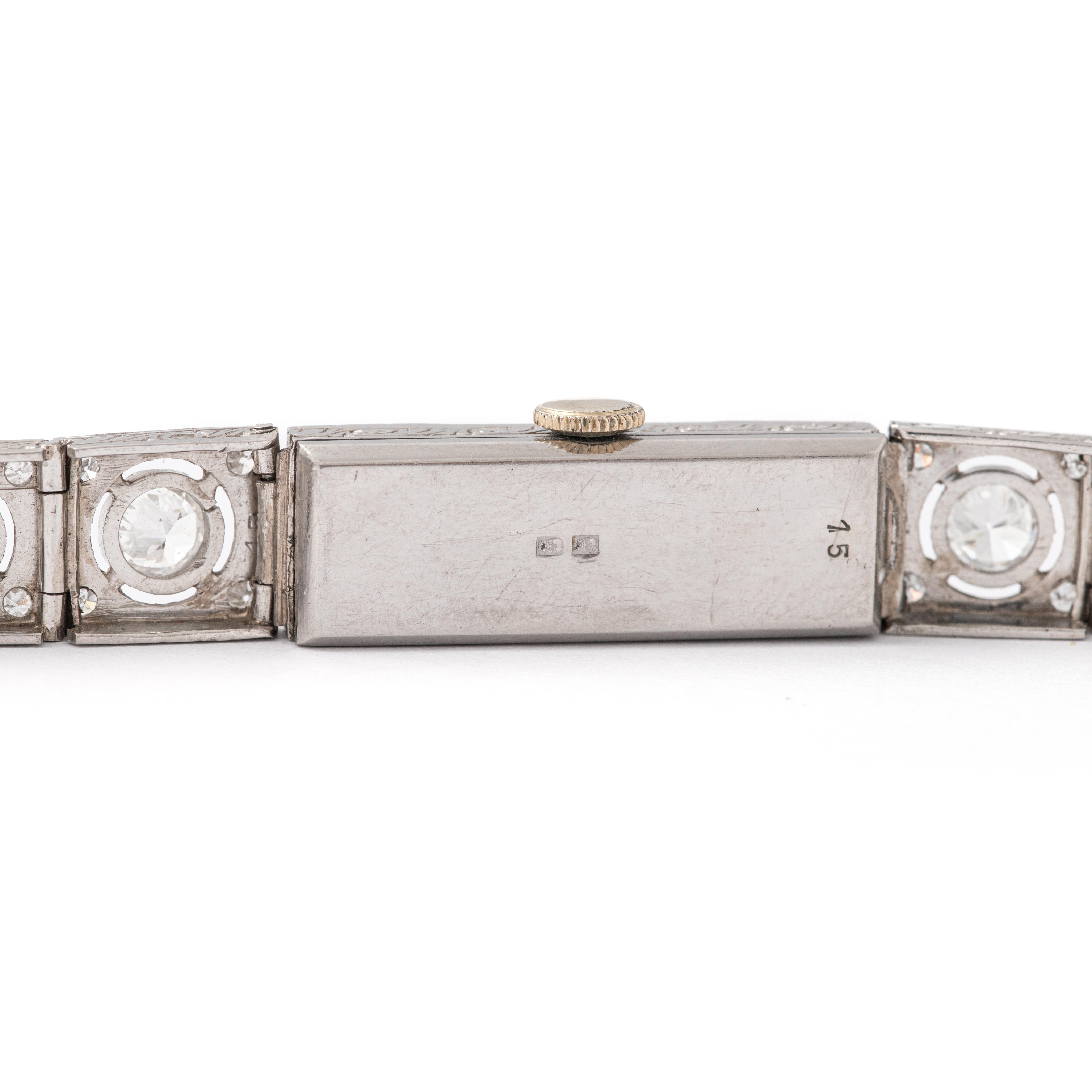 Montre-bracelet Art déco à diamants 1930S Unisexe en vente