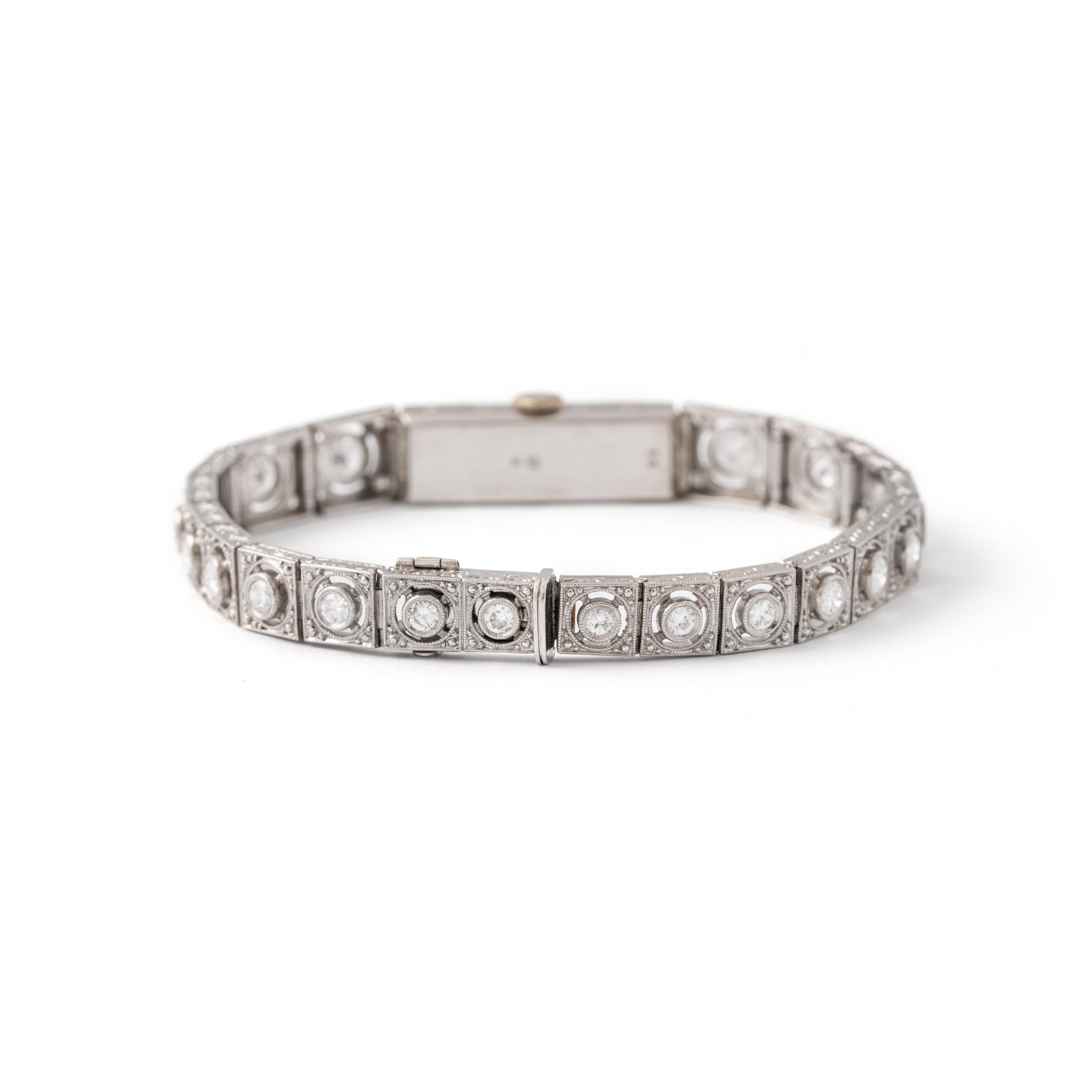 Montre-bracelet Art déco à diamants 1930S en vente 2