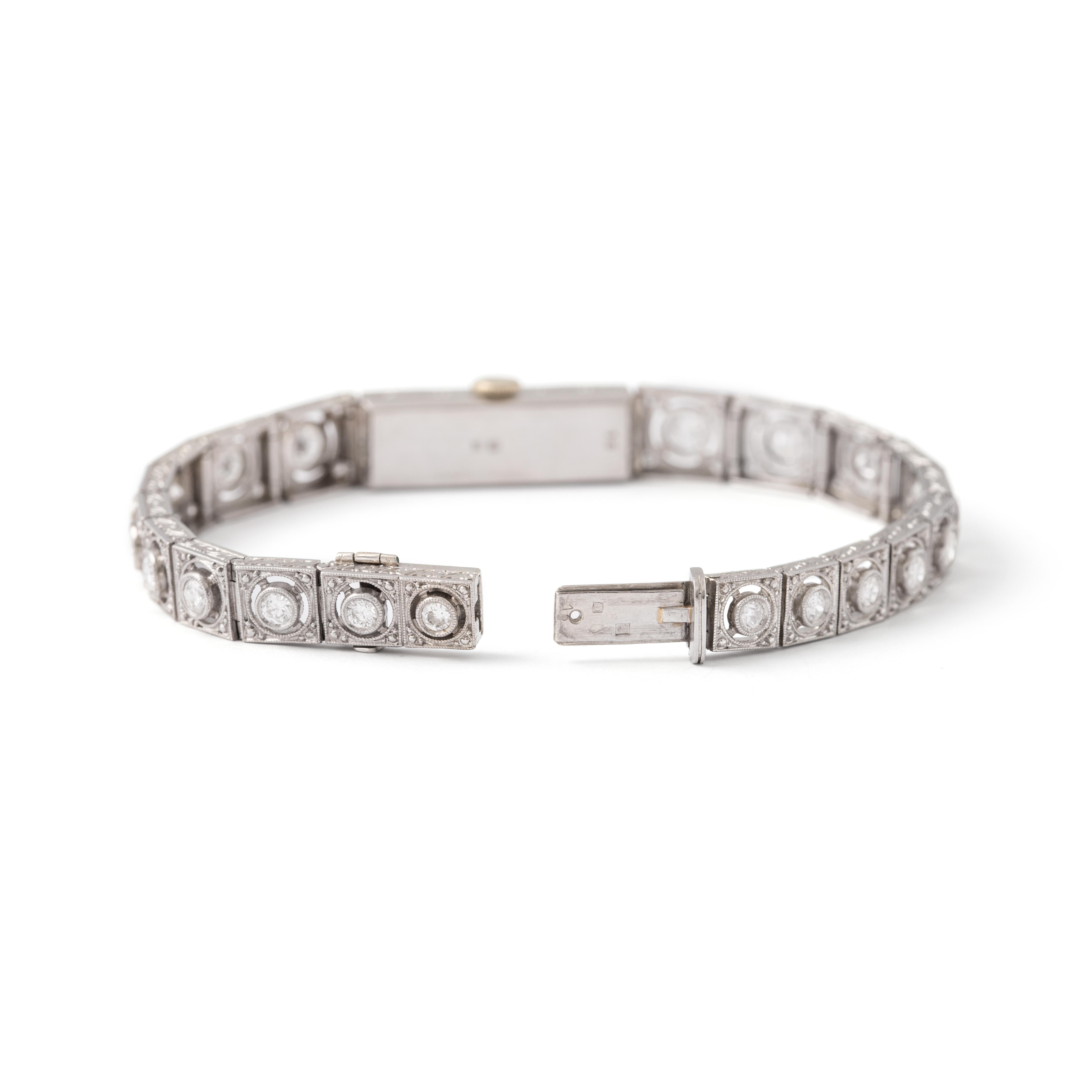 Montre-bracelet Art déco à diamants 1930S en vente 4