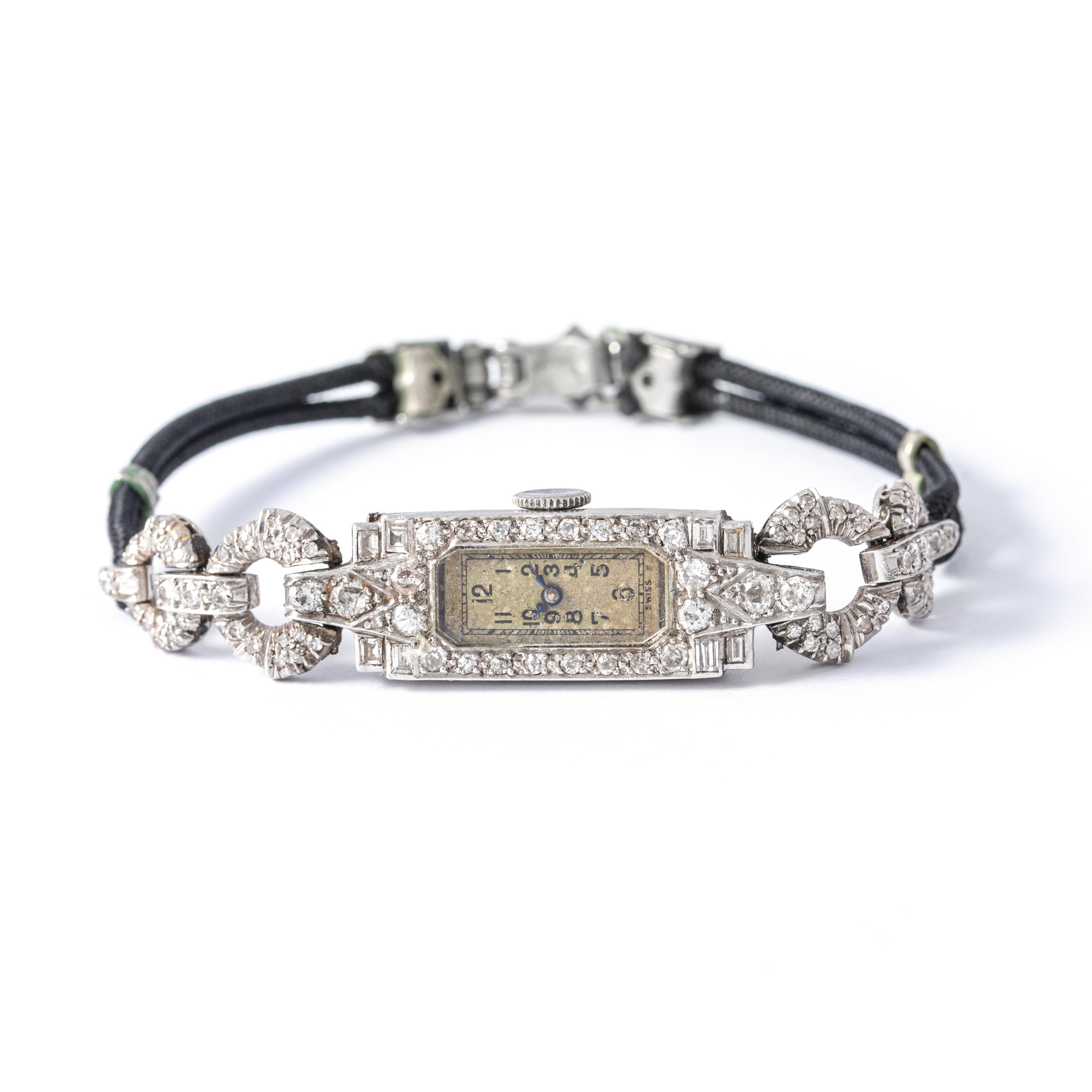 Women's or Men's Art Deco Diamond Wristwatch