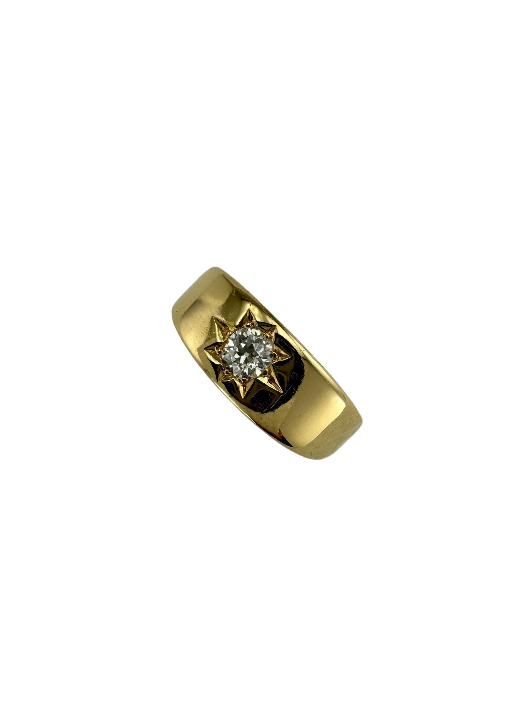 Old European Cut Art Deco Diamond Yellow Gold Ring  For Sale