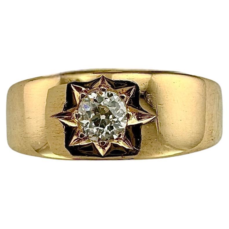 Art Deco Diamond Yellow Gold Ring  For Sale