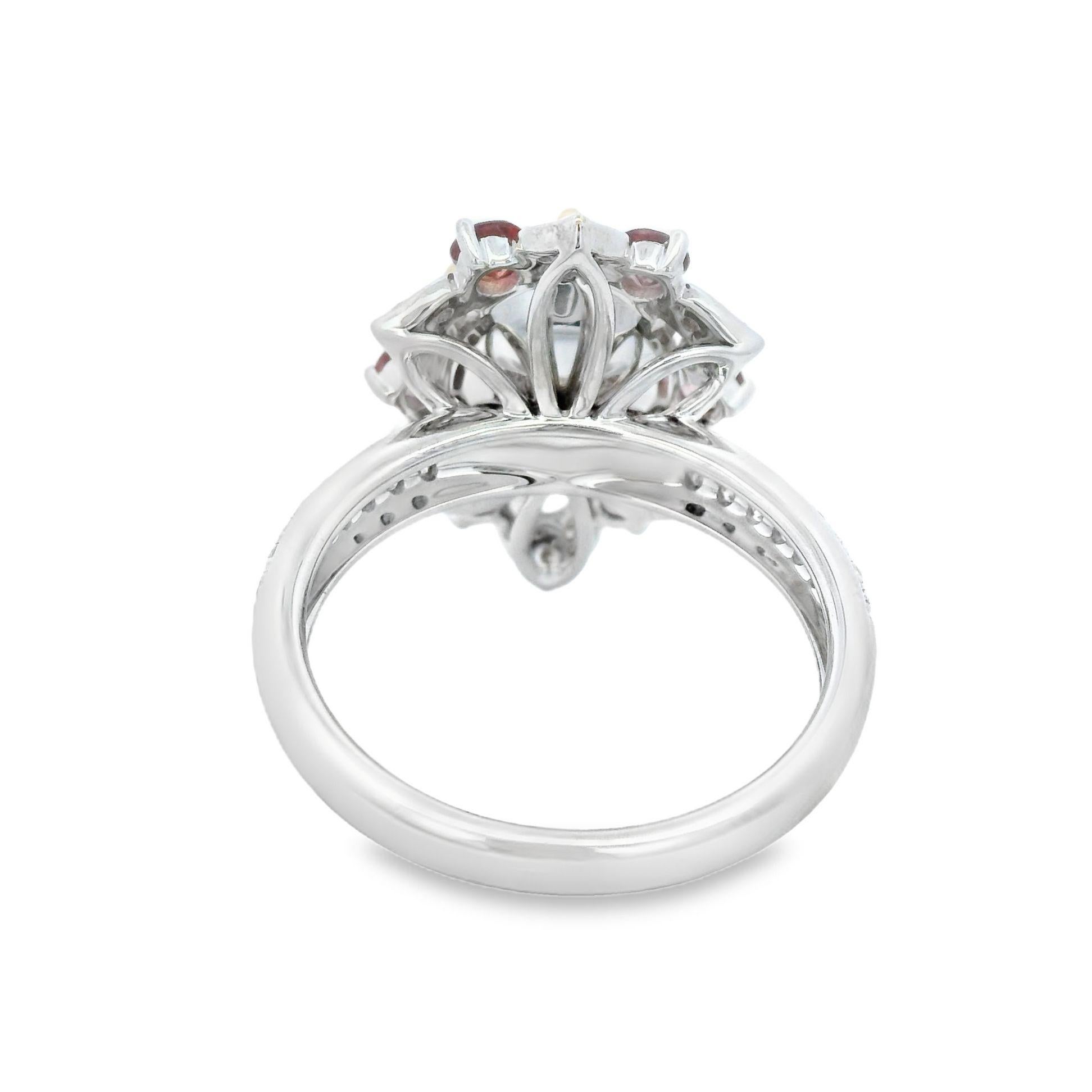 Art Deco 3,15 Karat Turmalin Ring & rosa Saphir in 18 Karat Weißgold (Ovalschliff) im Angebot