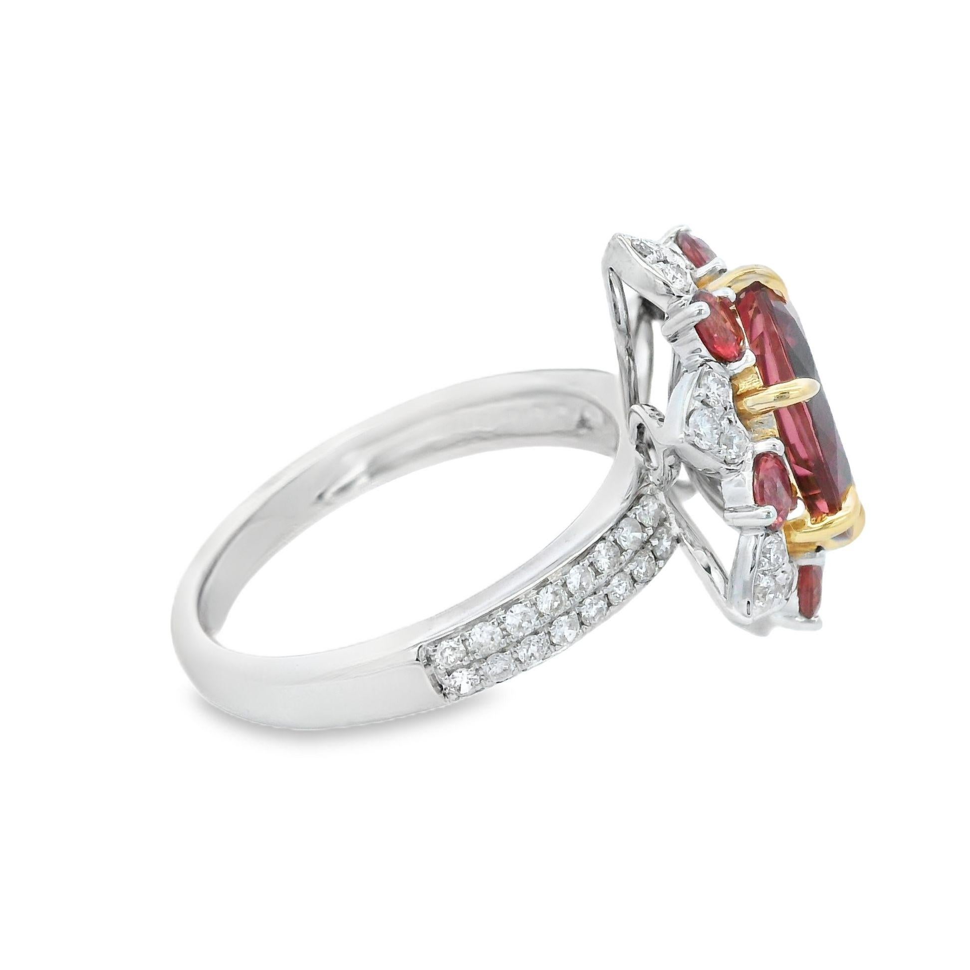 Art Deco 3,15 Karat Turmalin Ring & rosa Saphir in 18 Karat Weißgold im Zustand „Neu“ im Angebot in Hong Kong, HK