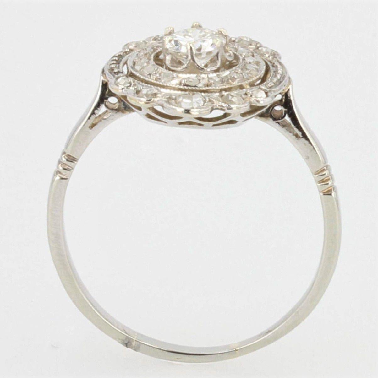 Art Deco Diamonds 18 Karat White Gold Ring For Sale 5