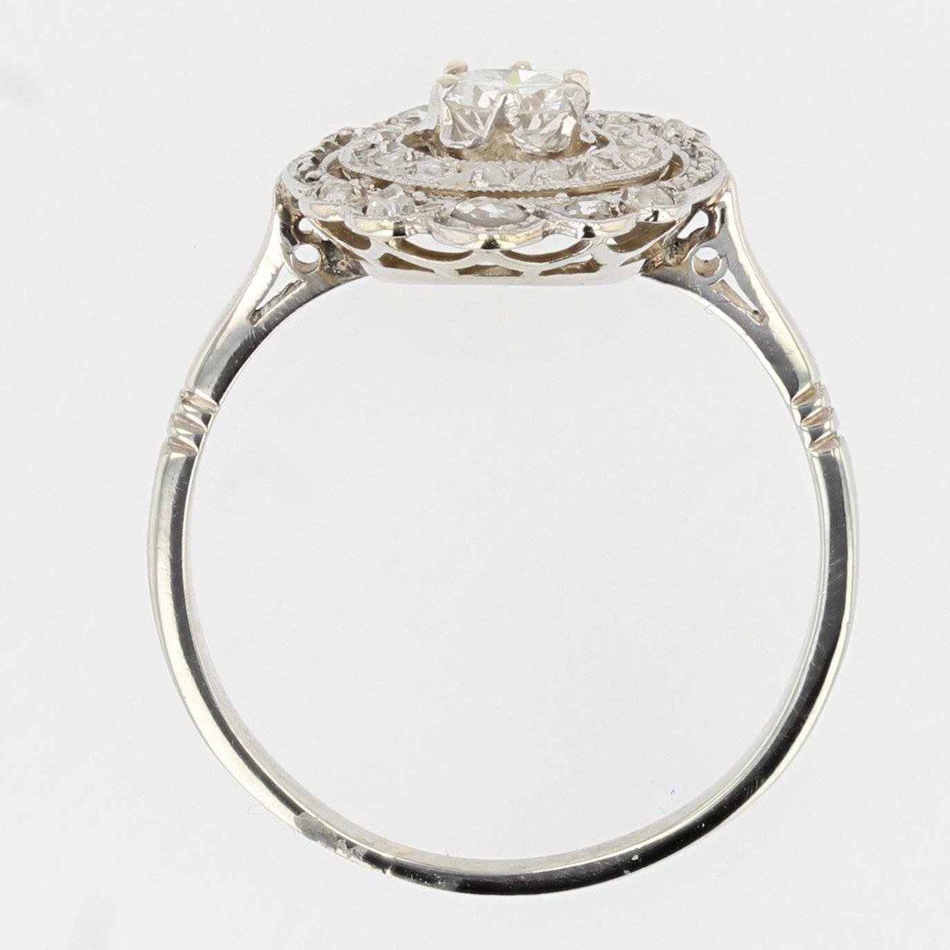 Art Deco Diamonds 18 Karat White Gold Ring For Sale 6