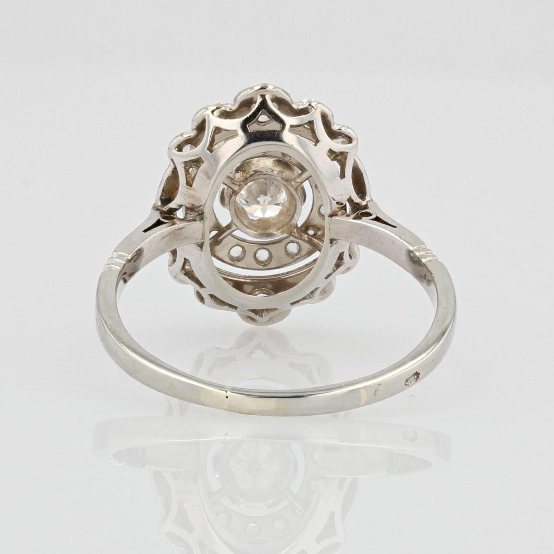 Art Deco Diamonds 18 Karat White Gold Ring 7