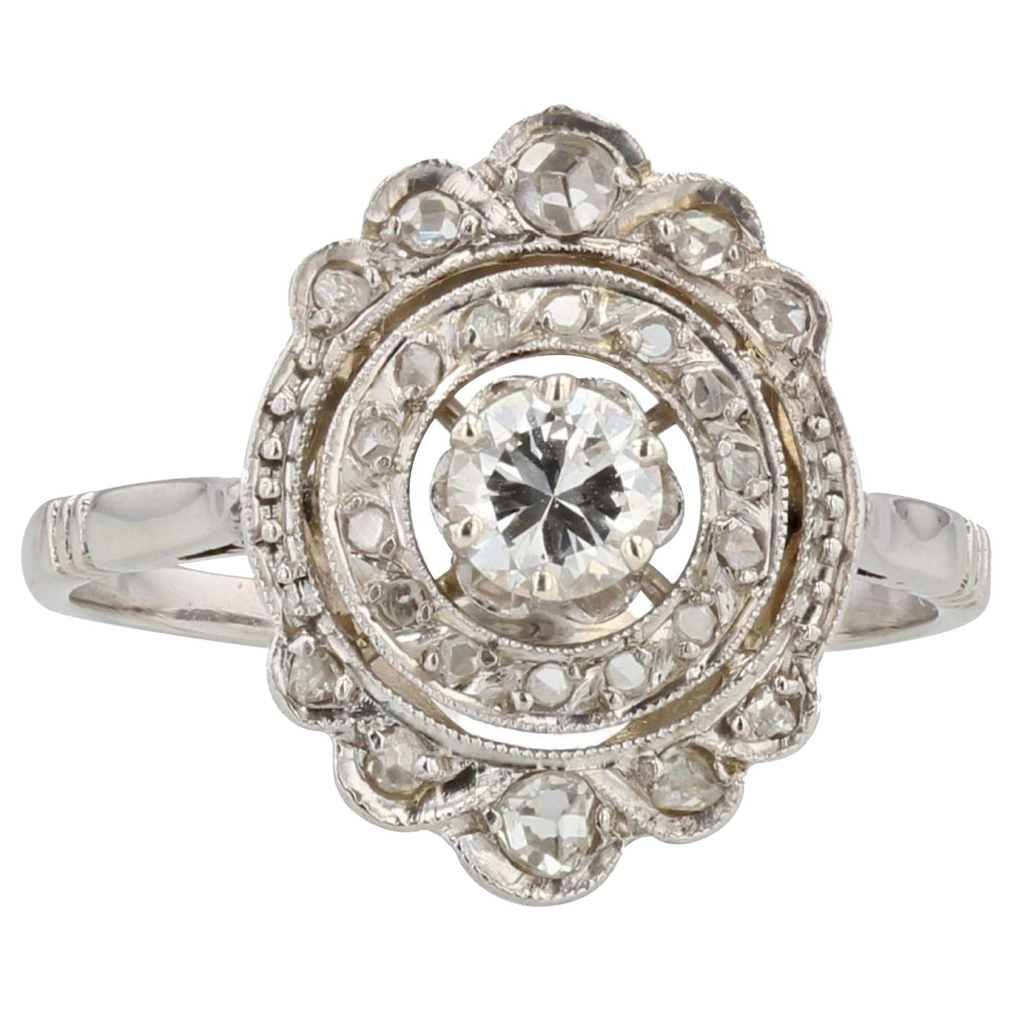 Art Deco Style Sapphire Diamond 18 Karat White Gold Ring For Sale at ...