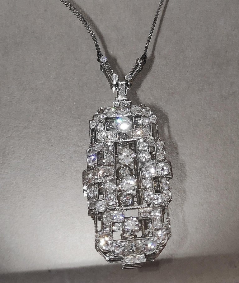 Art Deco Diamonds Brooch and Pendant For Sale at 1stDibs