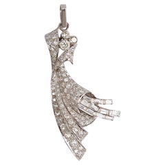 Late Art Deco Diamonds Platinum Pendant