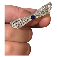 ART DECO DIAMONDS 
SAPPHIRE Ribbon Brooch c1920’s
