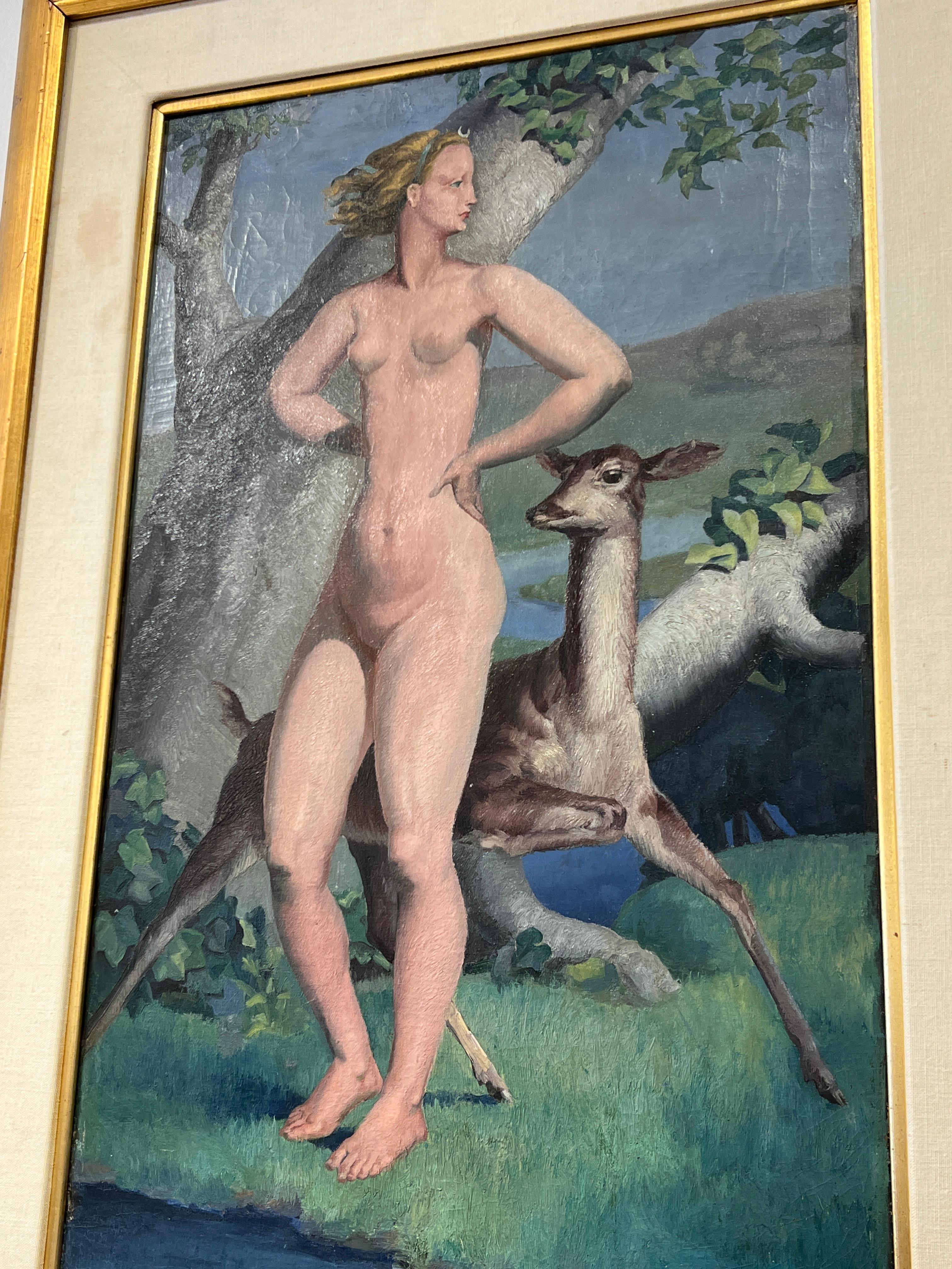 Canvas Art Deco Diana Tableau For Sale