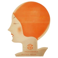 Art-Déco-Lithografie mit Stanzmotiv für den Ladenausbau: „Bathing Beauty“, um 1930