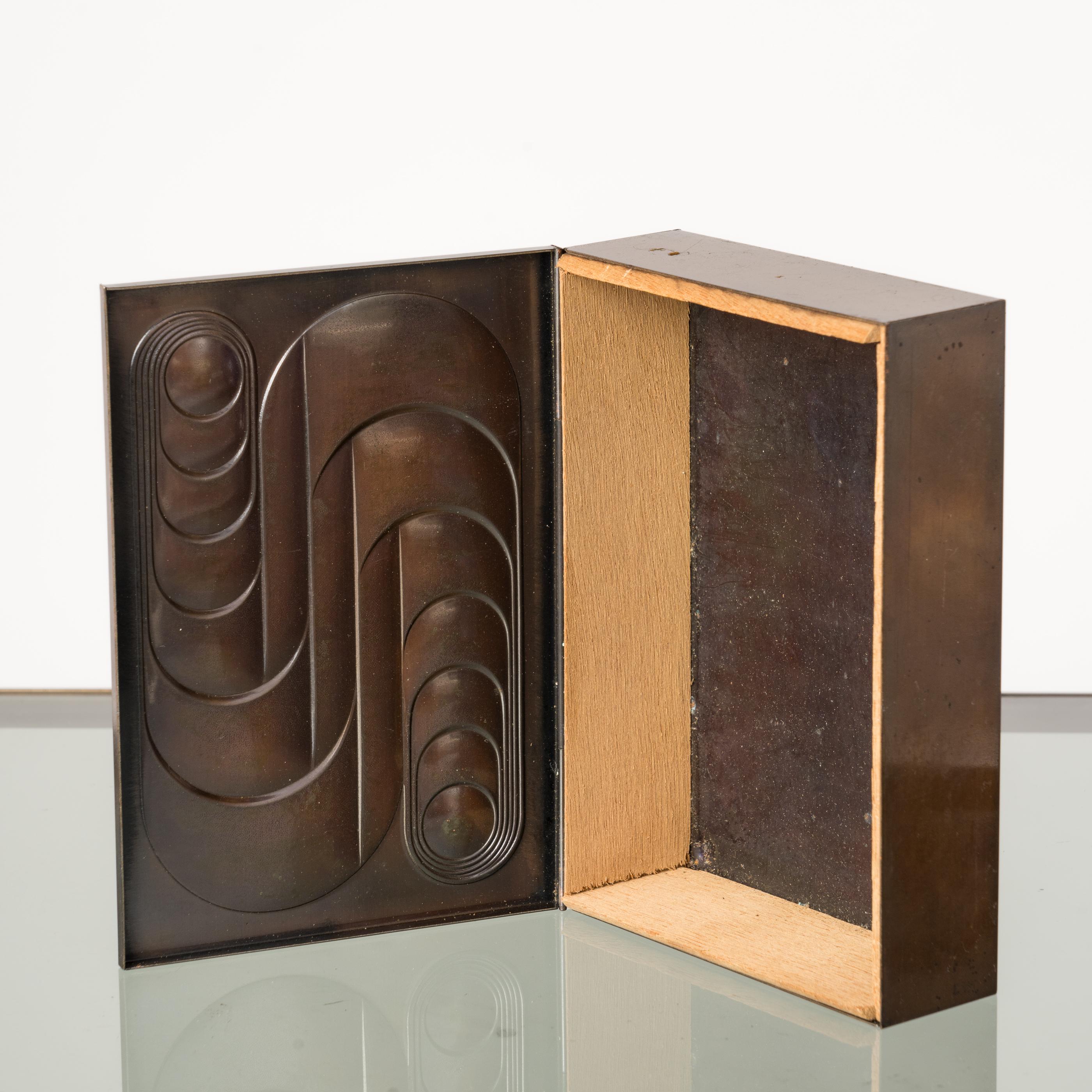 Art Deco Dinanderie Embossed Decorative Copper Box - France 1970's 1