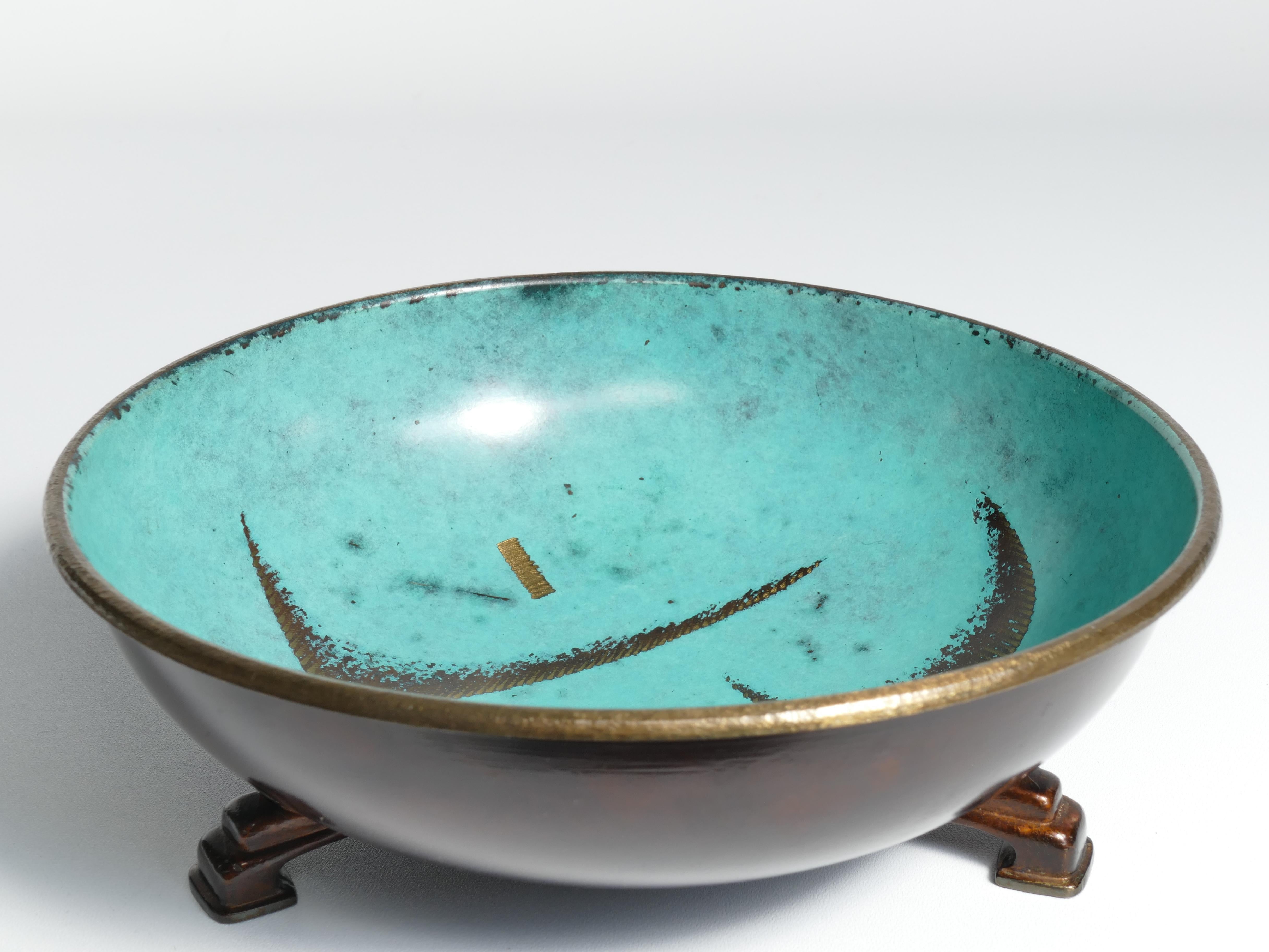 Art Deco Dinanderie Ikora Bowl by WMF, Germany For Sale 3