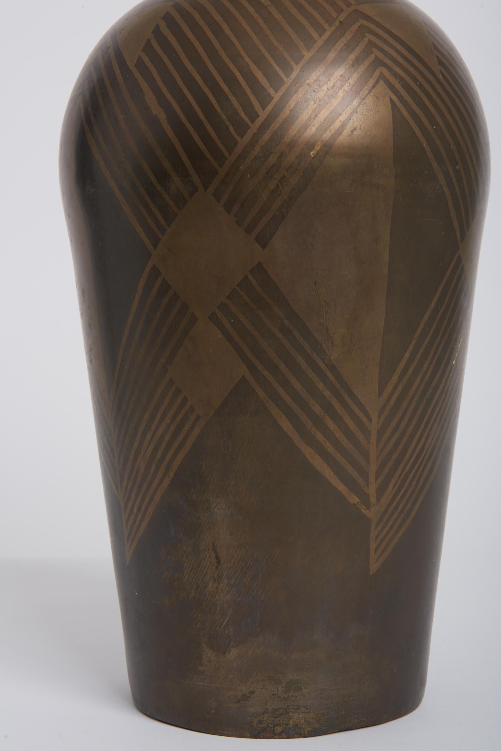 Brass Art Deco Dinanderie Vase