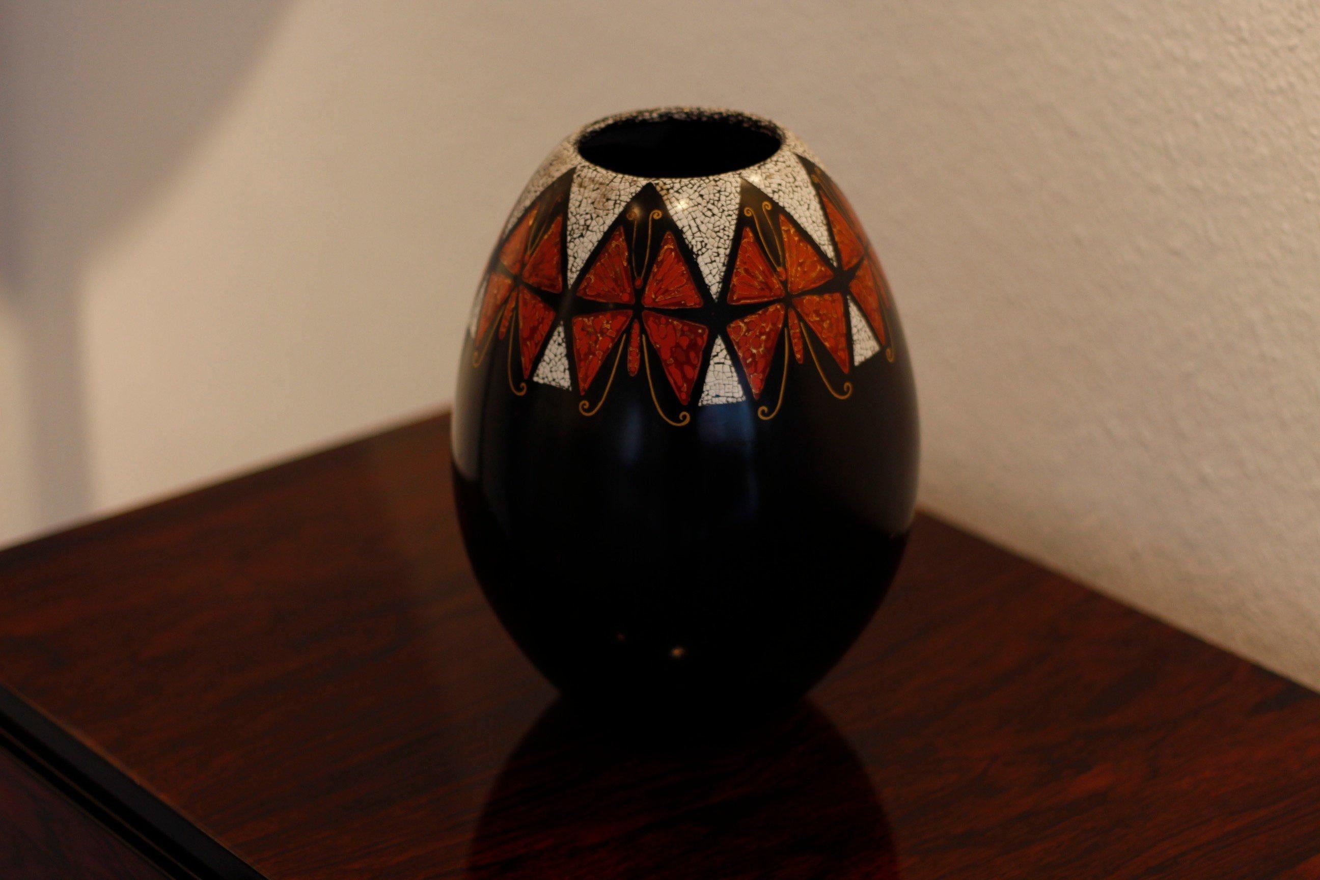 Laccato Vaso decorativo Art Déco Dinanderie. Francia anni '30 in vendita