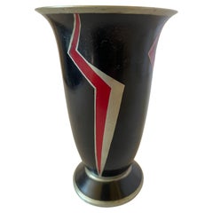 Art Déco Dinanderie Vase with geometric Design. France 1920s.