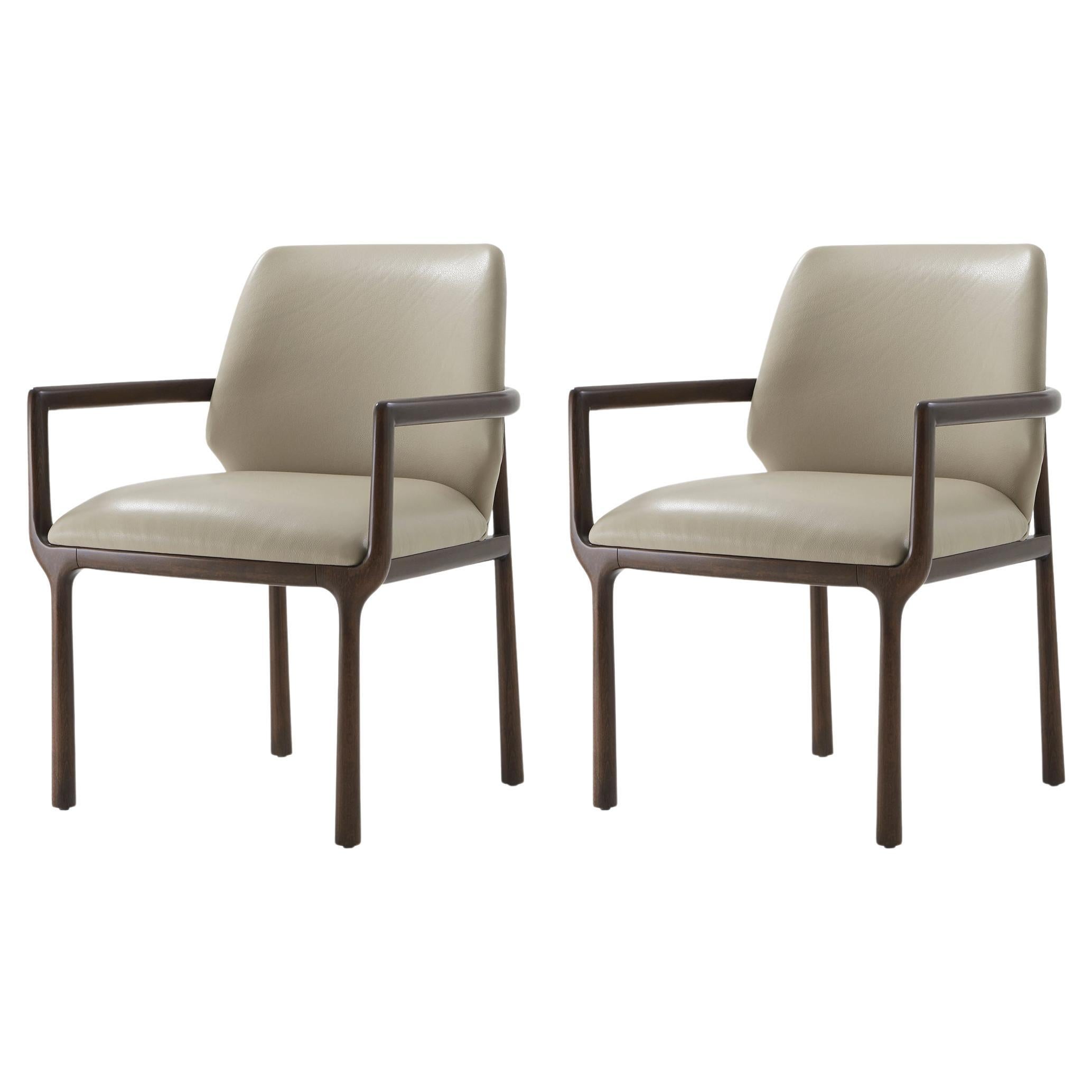 Art Deco Dining Armchairs - Leather