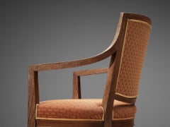 Art Deco Dining Chair in Oak and Fabric Upholstery