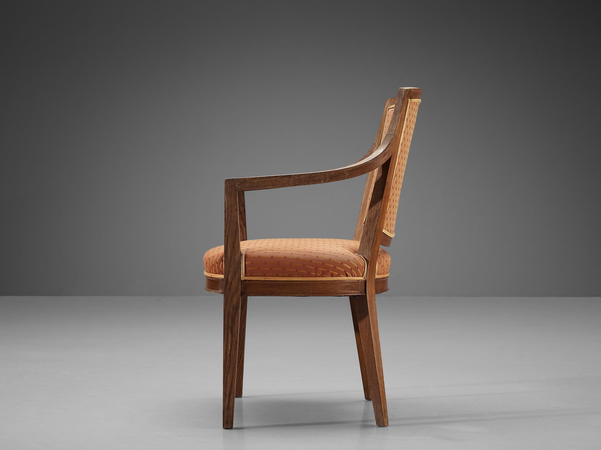 Mid-20th Century Art Deco Dining Chair in Oak and Fabric Upholstery  For Sale
