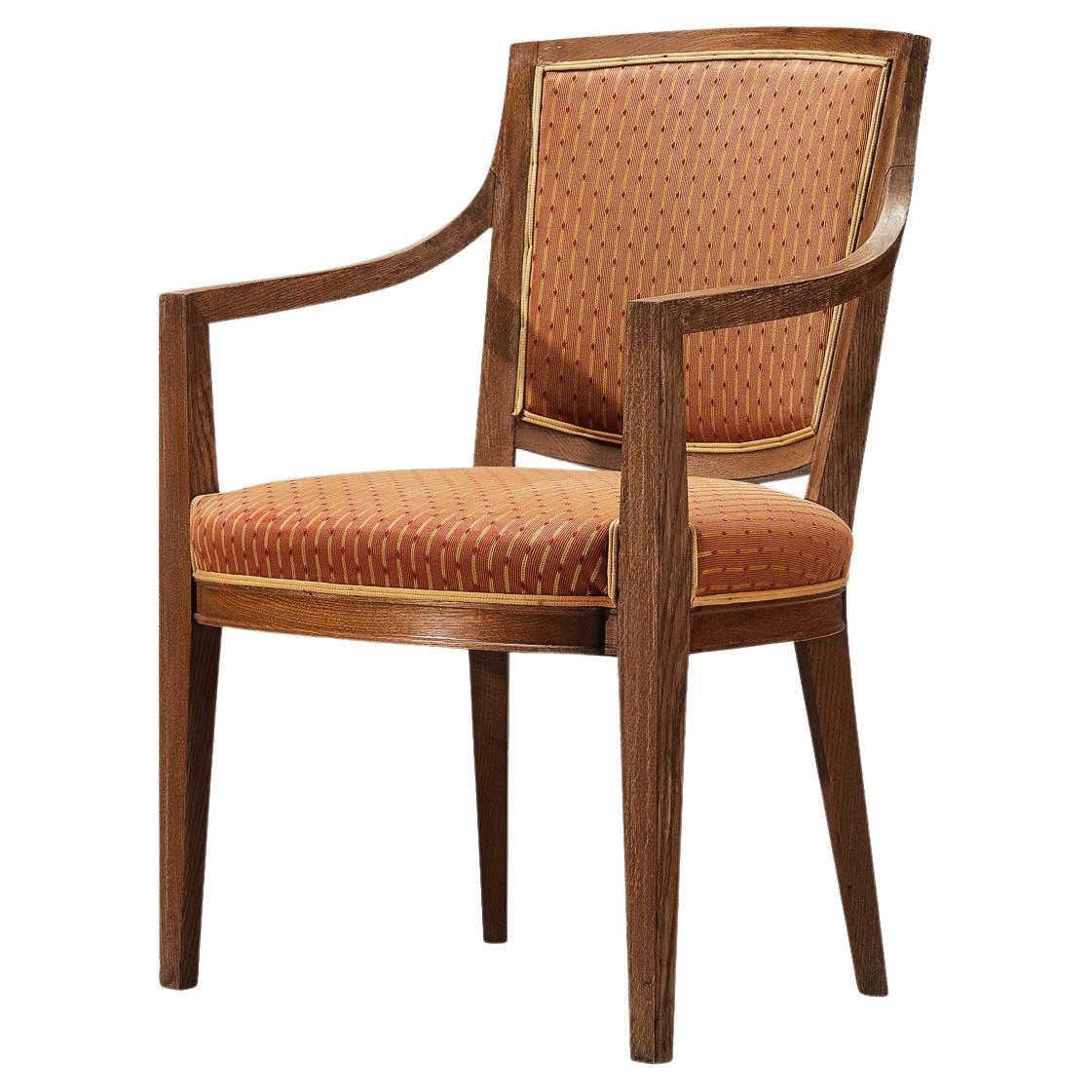 Art Deco Dining Chair in Oak and Fabric Upholstery  For Sale