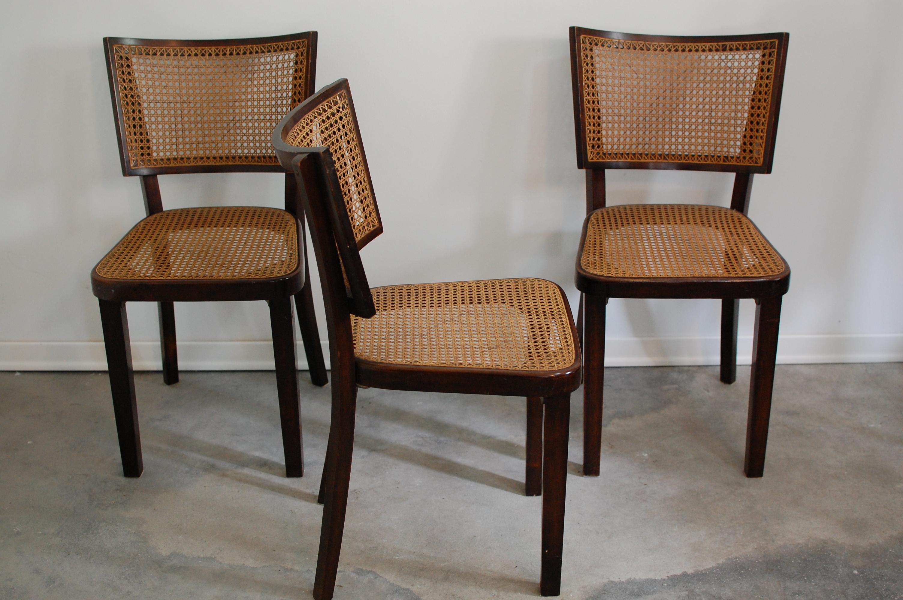 Caning Art Deco Dining Chairs, 1920s, Set of 6