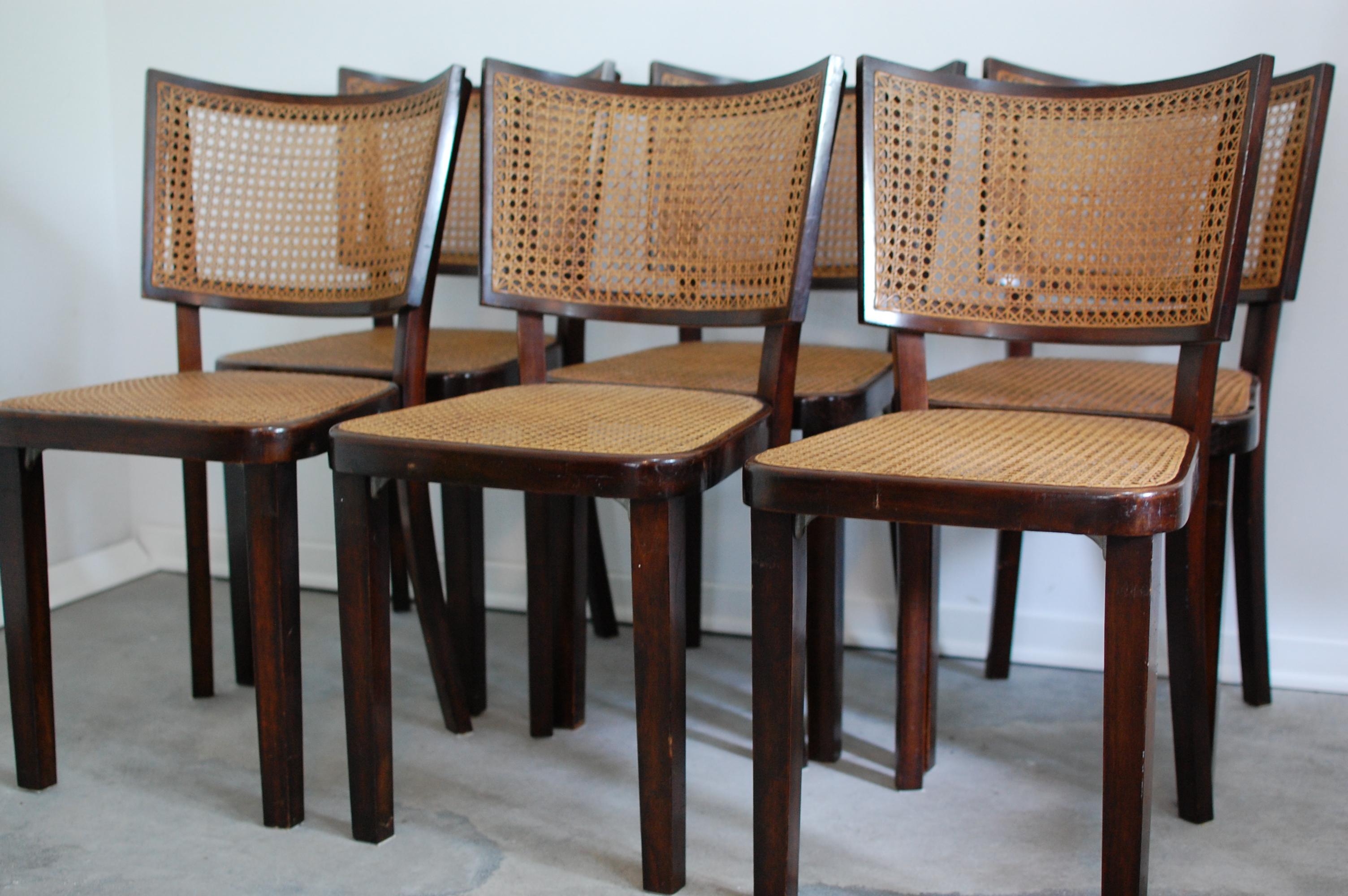 Art Deco Dining Chairs, 1920s, Set of 6 In Fair Condition In Ljubljana, SI