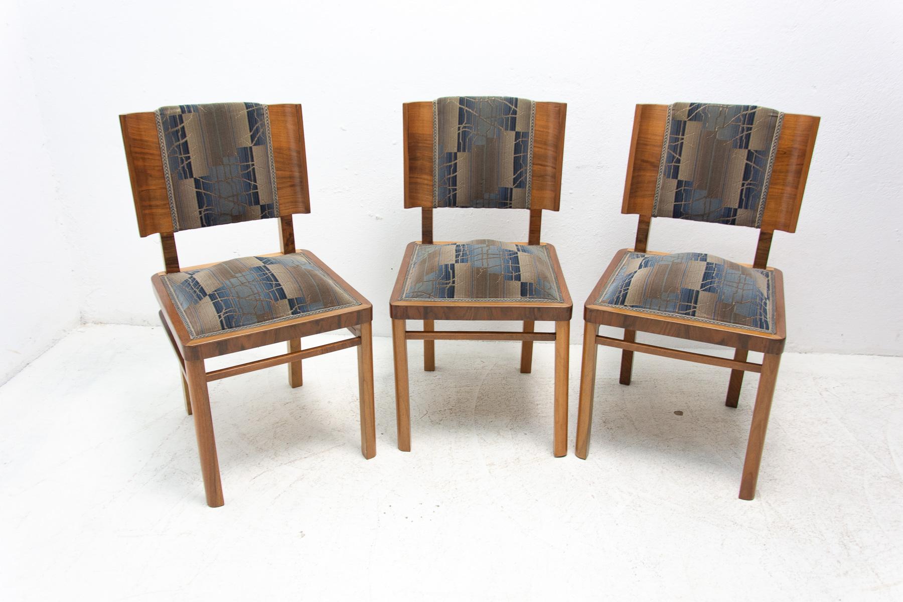 Veneer Art Deco Dining Chairs, 1930´S, Czechoslovakia, Set of 3 For Sale