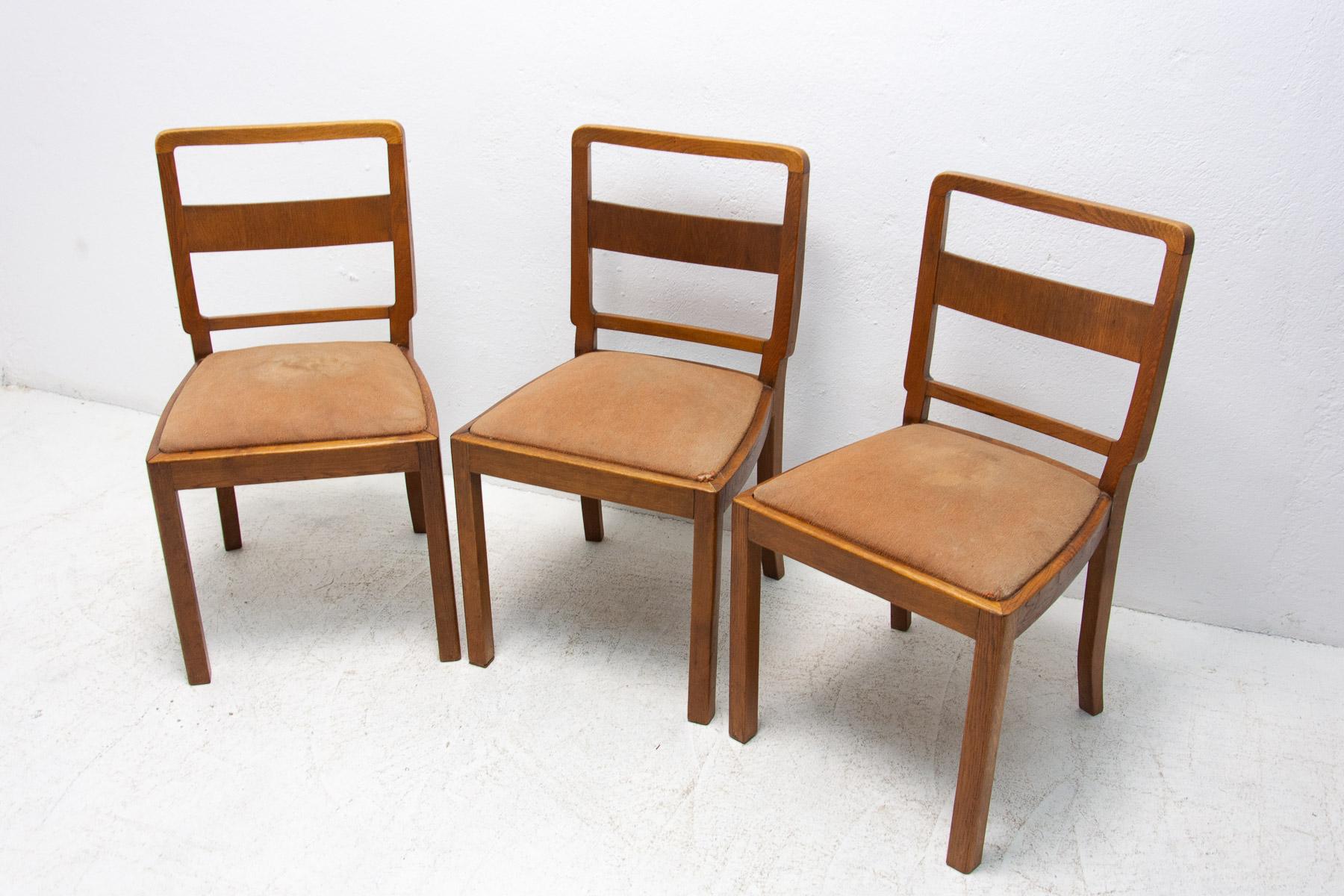 20th Century Art Deco Dining Chairs, 1930´s, Czechoslovakia, Set of 3