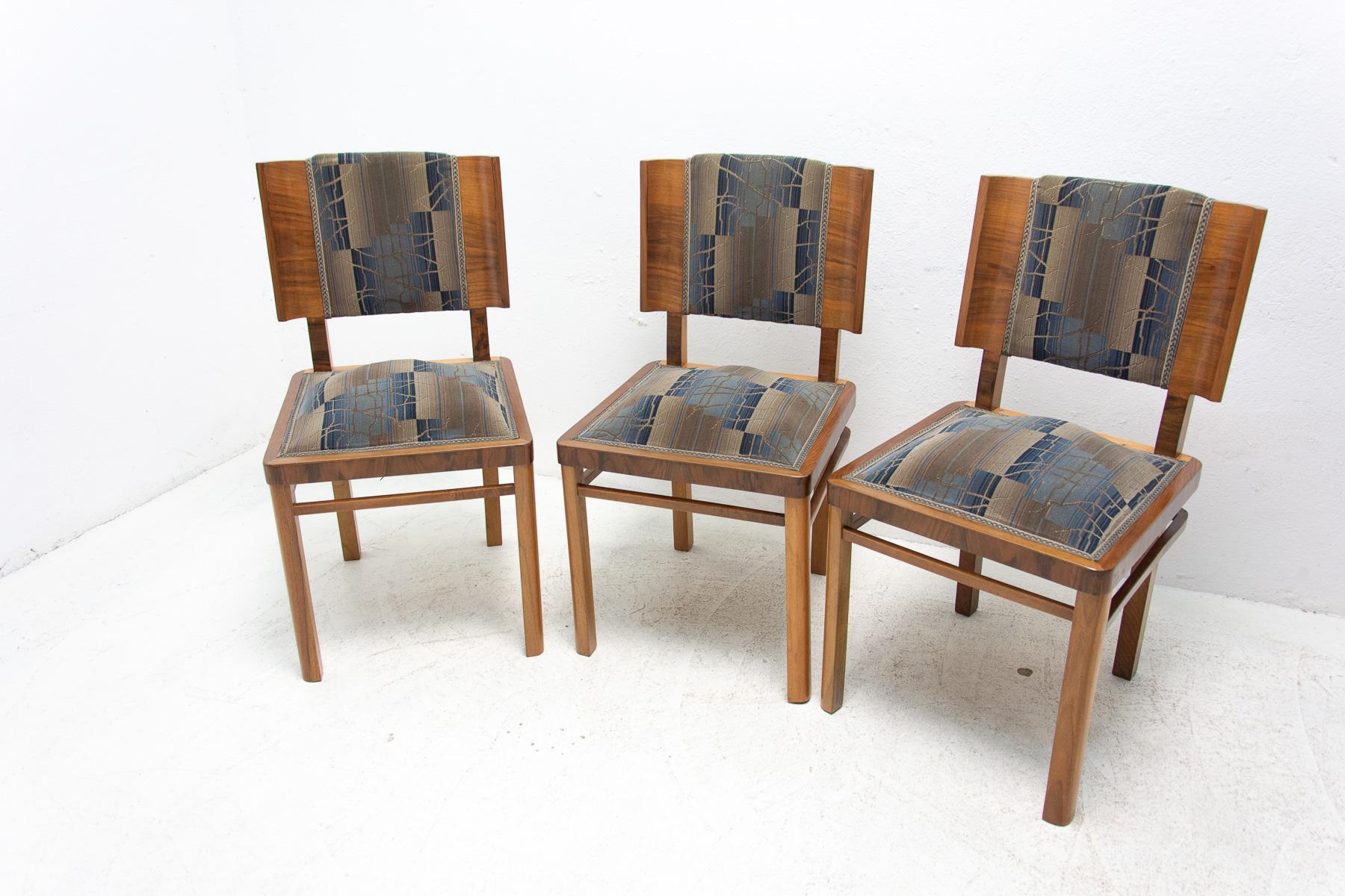 Art Deco Dining Chairs, 1930´S, Czechoslovakia, Set of 3 In Good Condition For Sale In Prague 8, CZ