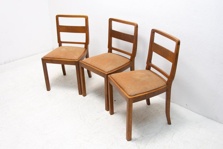 Art Deco Dining Chairs, 1930´s, Czechoslovakia, Set of 3 For Sale 1