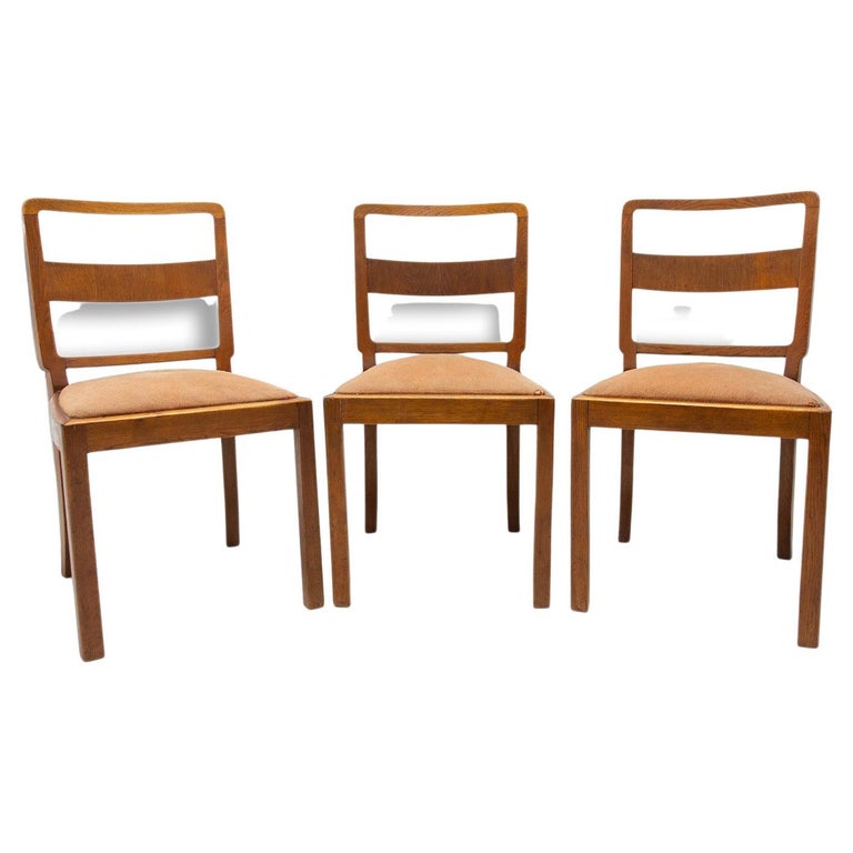 Art Deco Dining Chairs, 1930´s, Czechoslovakia, Set of 3 For Sale