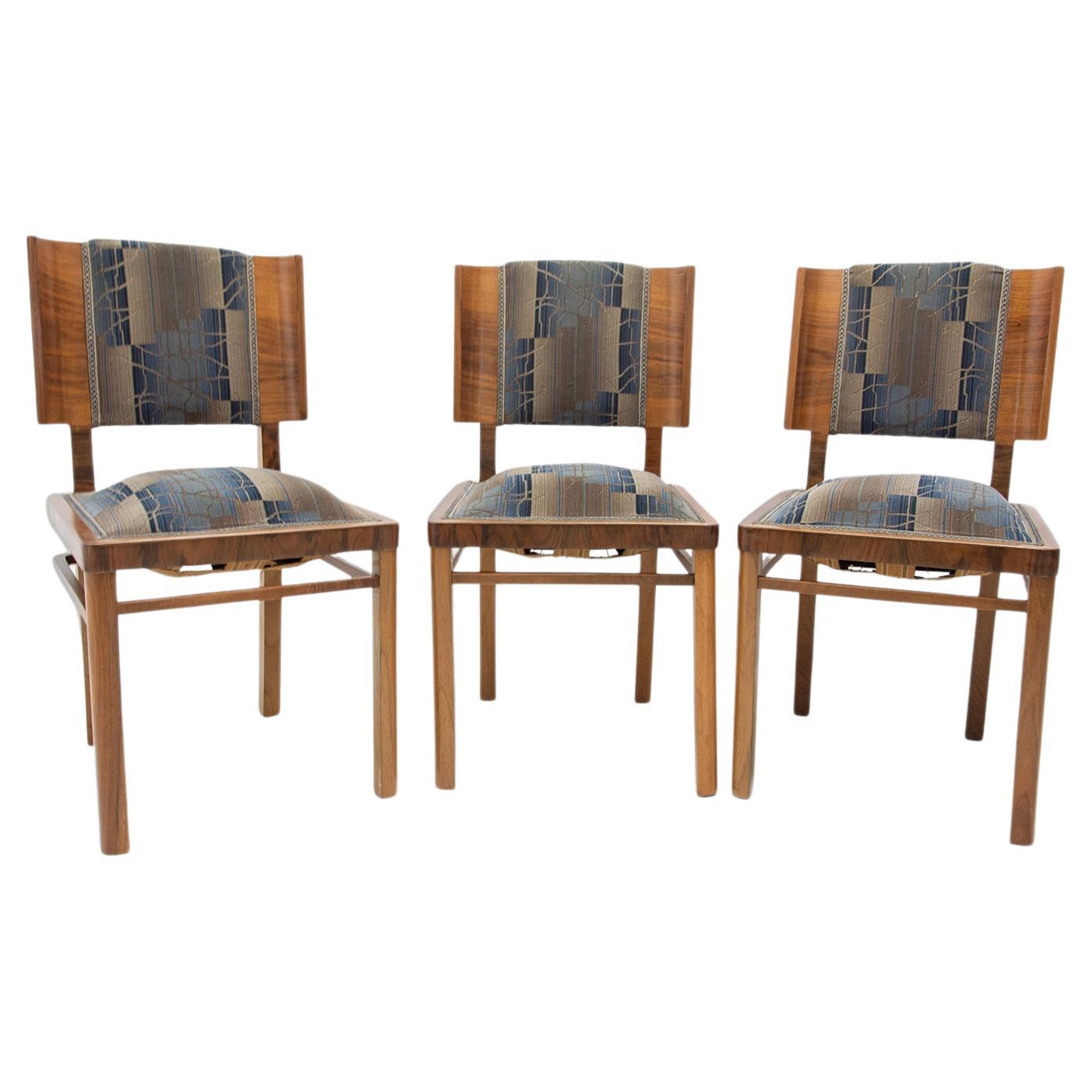 Art Deco Dining Chairs, 1930´S, Czechoslovakia, Set of 3 For Sale