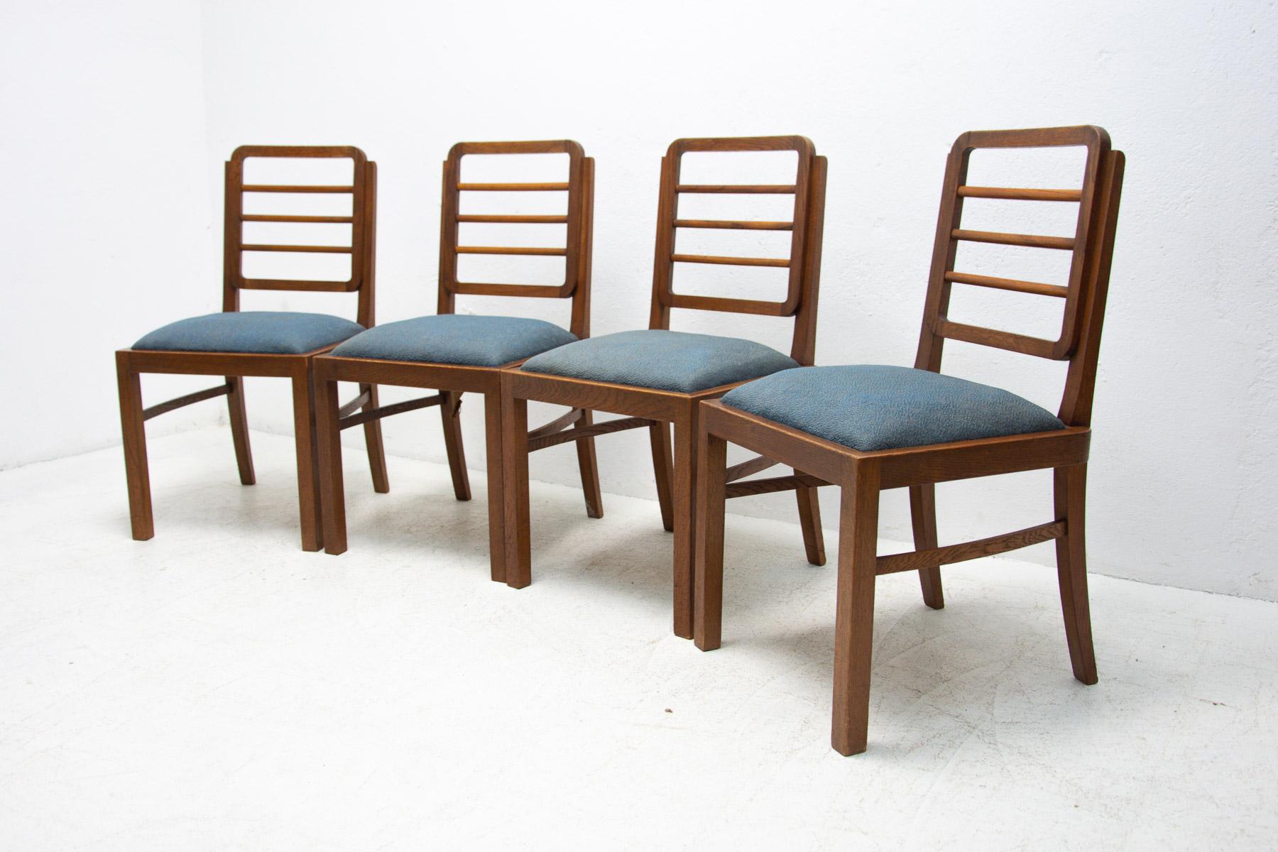 20th Century Art Deco Dining Chairs, 1930's, Czechoslovakia, Set of 4