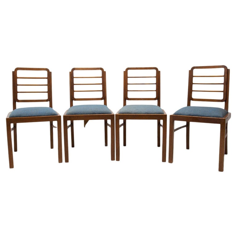 Art Deco Dining Chairs, 1930's, Czechoslovakia, Set of 4 For Sale