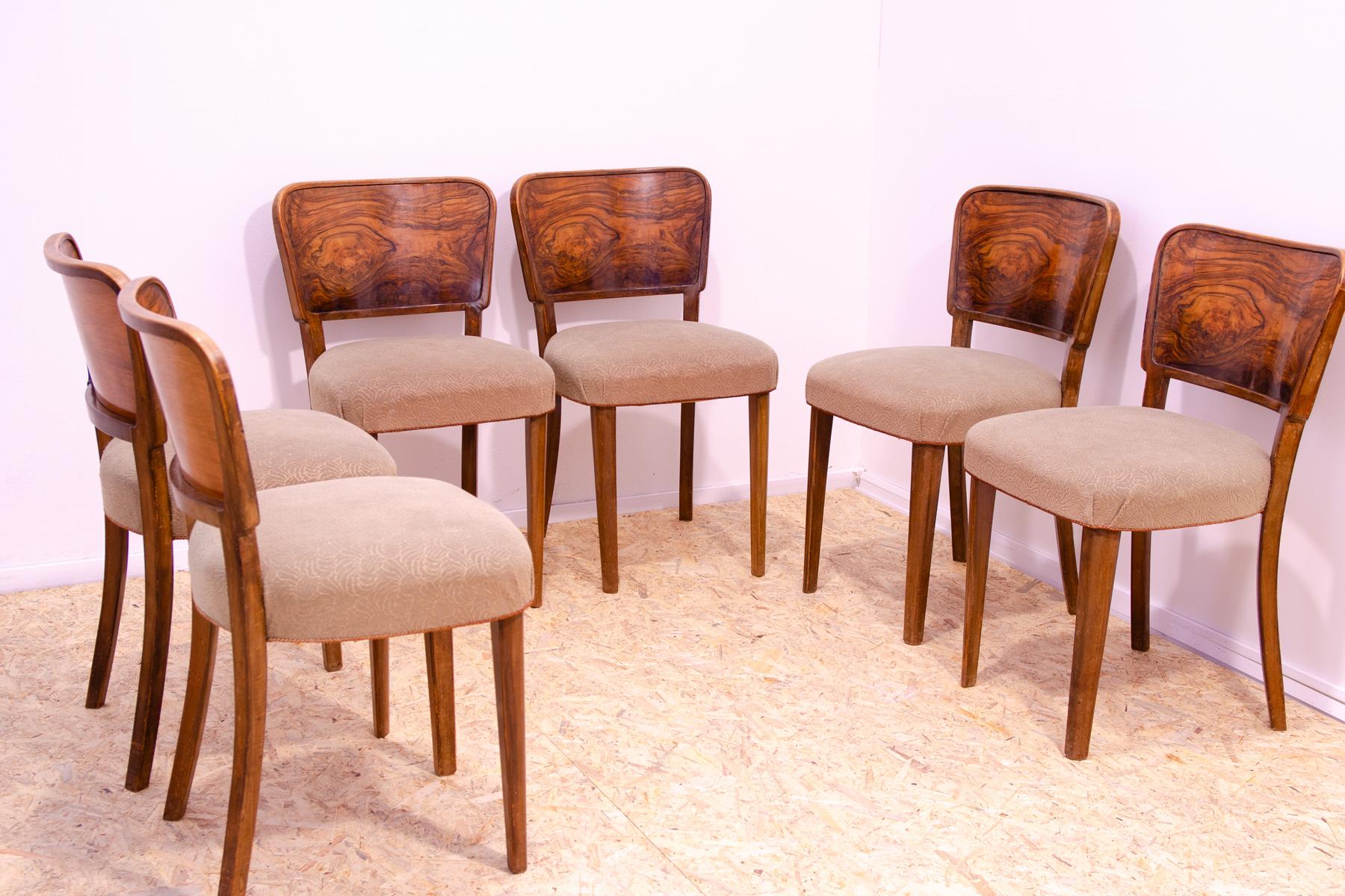 Art Deco dining chairs, 1930´s, Czechoslovakia, set of 6 In Good Condition For Sale In Prague 8, CZ