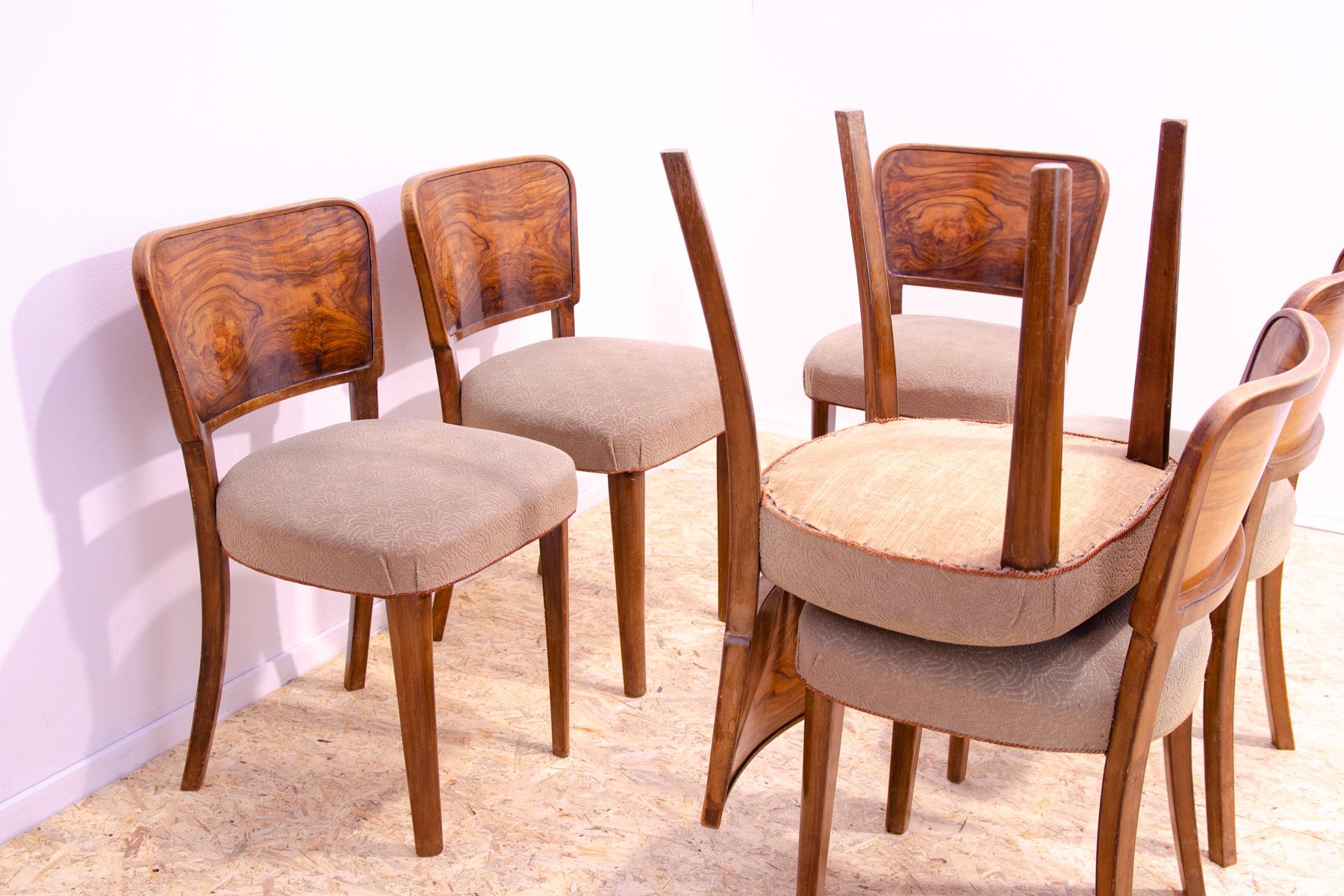 Art Deco dining chairs, 1930´s, Czechoslovakia, set of 6 For Sale 1