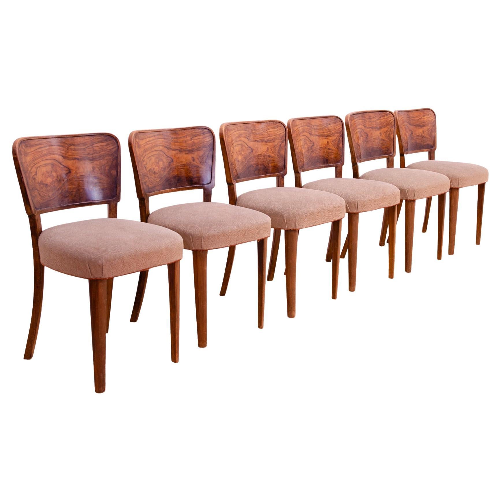 Art Deco dining chairs, 1930´s, Czechoslovakia, set of 6 For Sale
