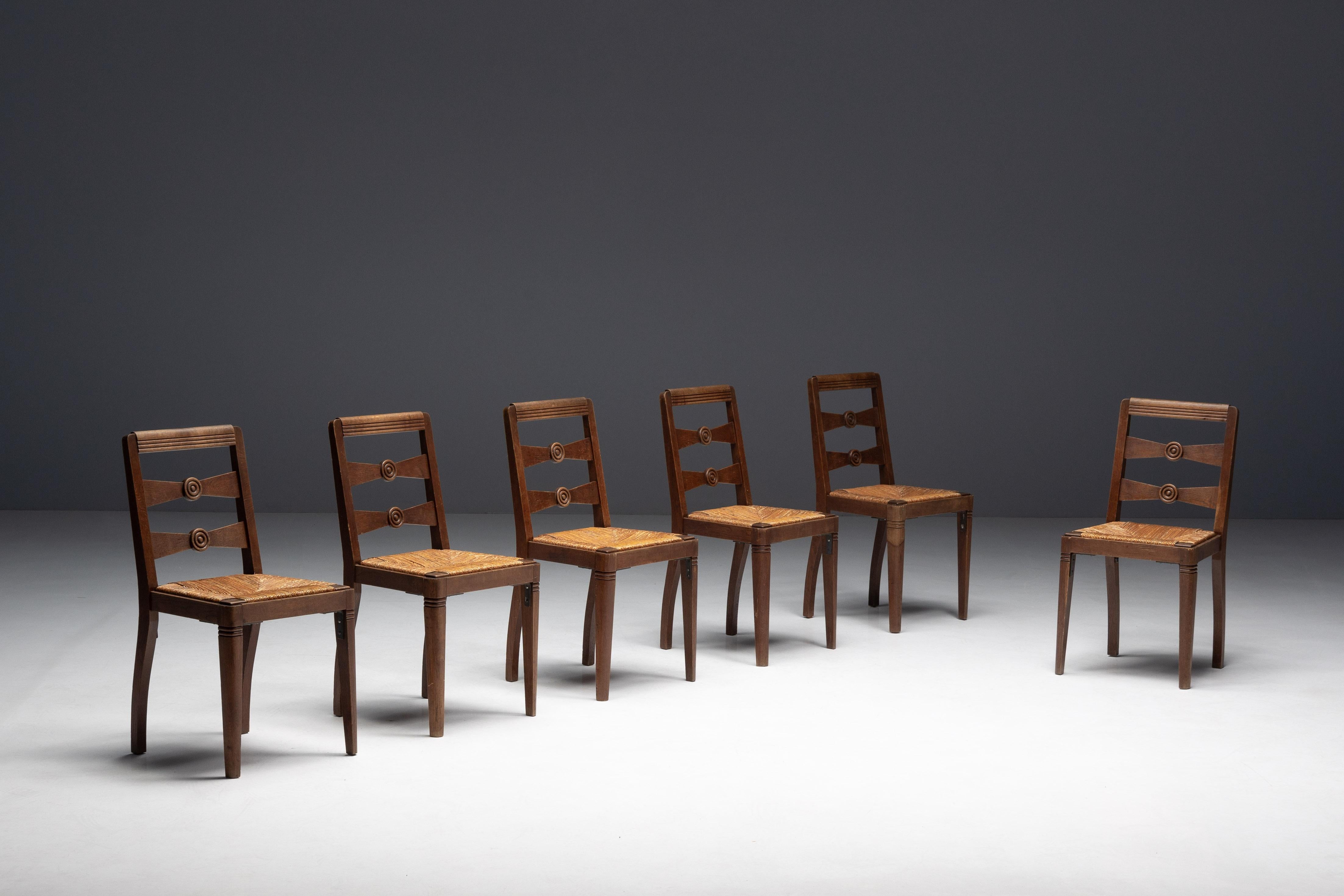 Metà XX secolo Sedie da pranzo Art Deco di Charles Dudouyt, Francia, anni '40 in vendita
