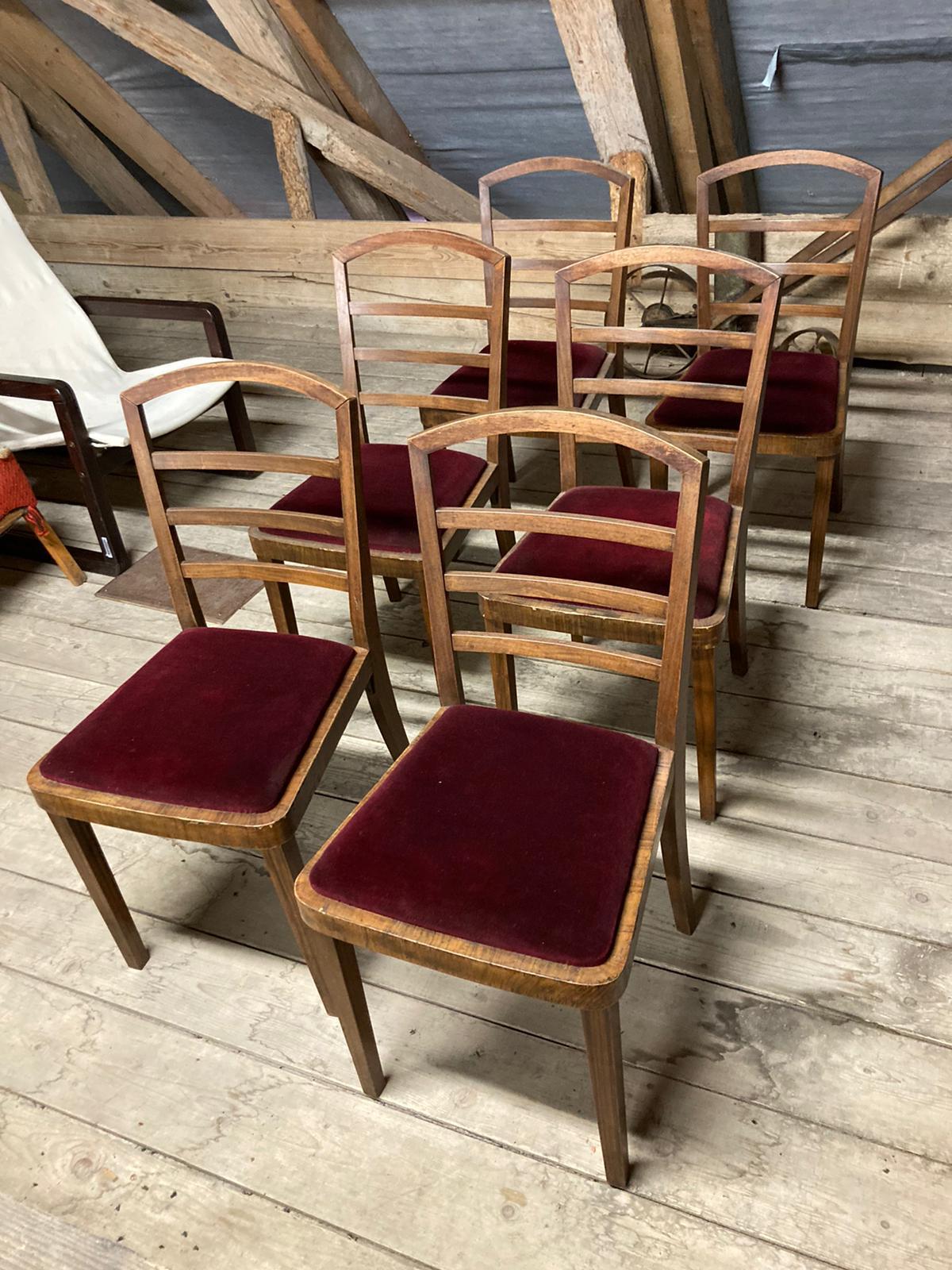 Art Deco Dining Chairs by Vlastimil Brožek, 1930's, Czechoslovakia, Set of 4 In Fair Condition In Prague 8, CZ