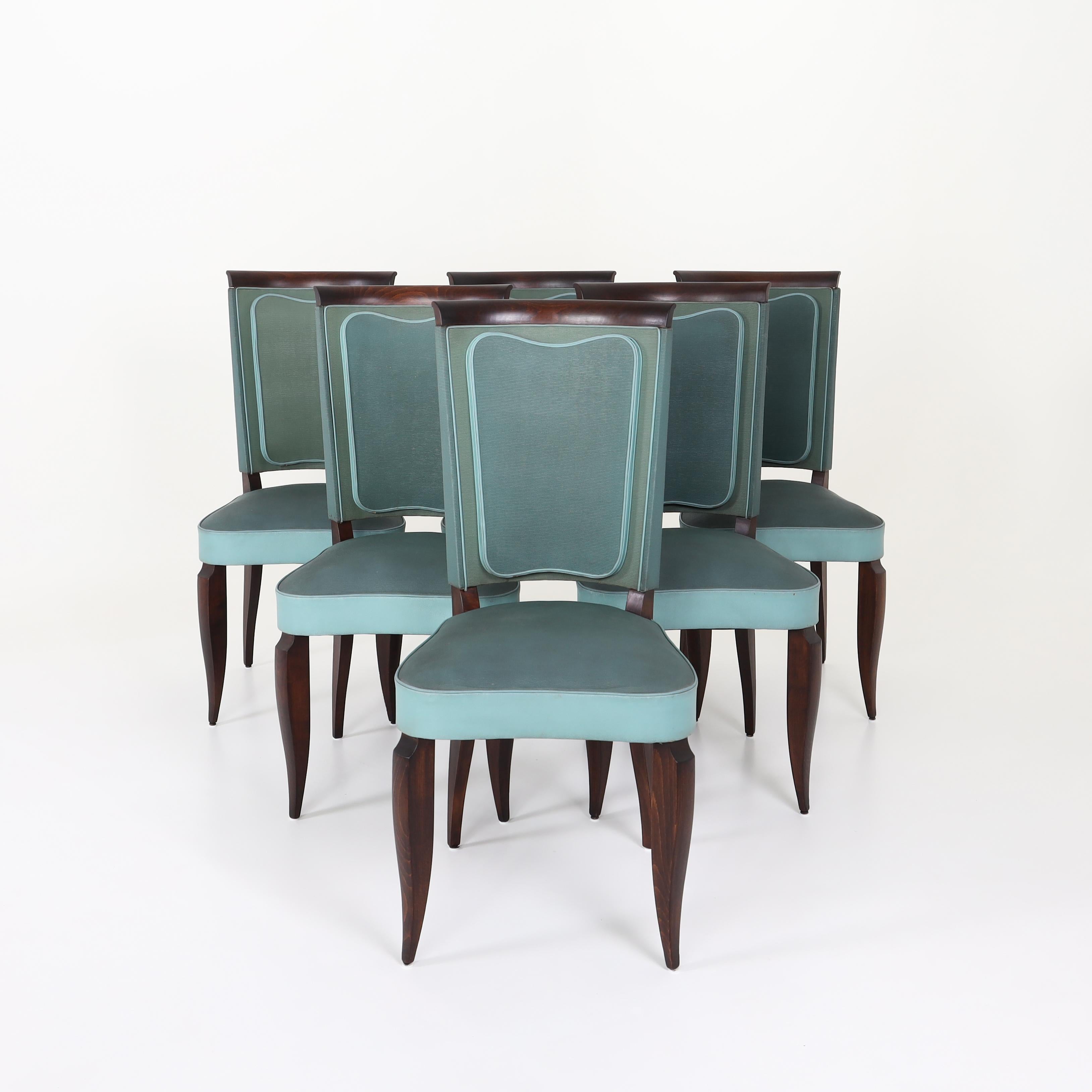 Wood Art Deco Dining Chairs, France 1920s